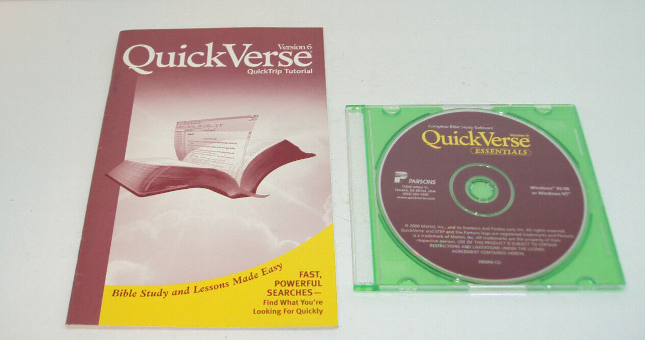 QuickVerse Essentials Version 6 Complete Bible Reference Library Win 95 98 NT