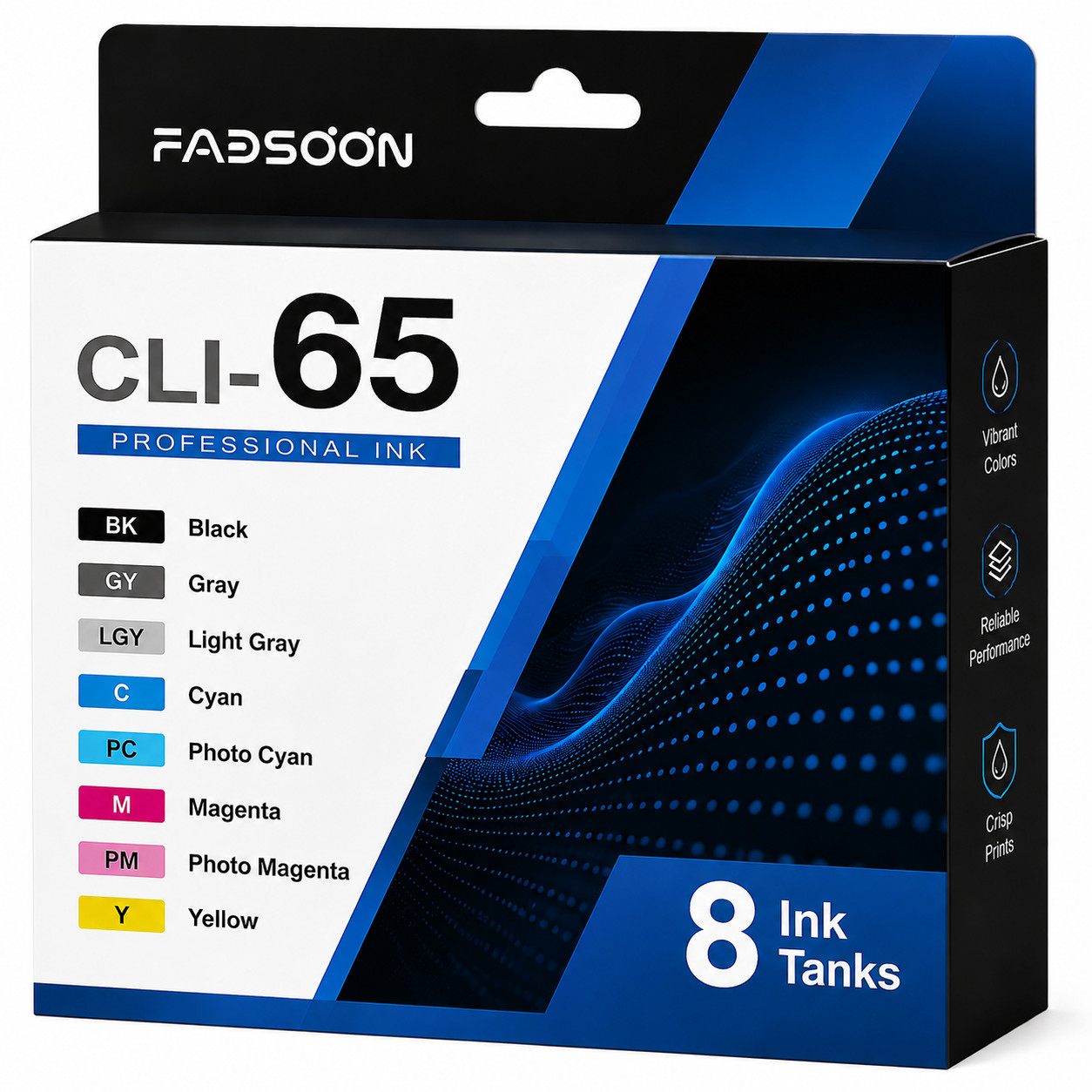 CLI-65 8PK BK/C/M/Y/PC/PM/GY/LGY Ink Cartridge PIXMA PRO-200 PRO-200S