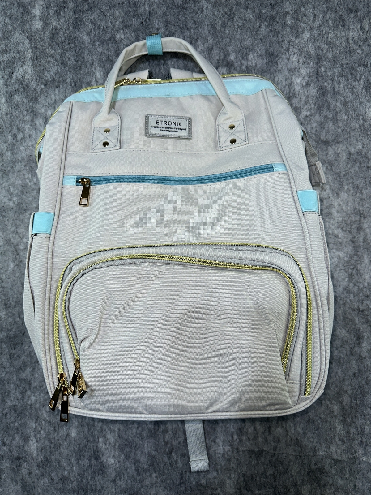 ETRONIK Backpack Lunch Bag Laptop Backpack Blue Grey Work Office Beach Travel