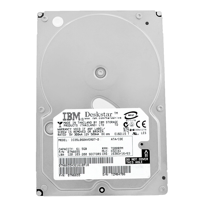 IBM 61.5GB IC35L060AVER07-0 2MB 7200Rpm Ata 3.5" Inch Hard Drive 07N6655