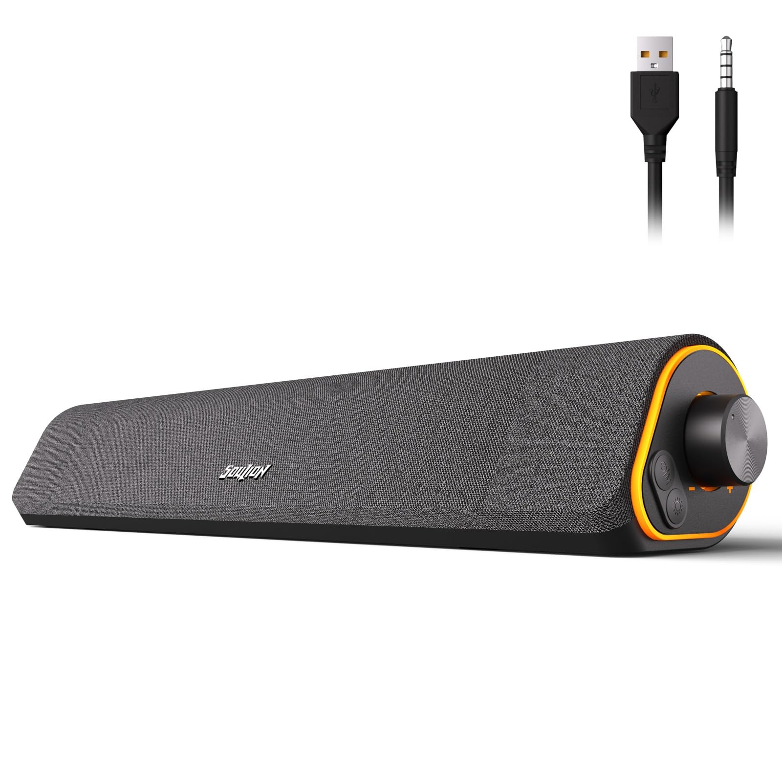 SOULION R50 Bluetooth Computer Speakers, 3.5mm PC Sound Bar for Dark Grey 