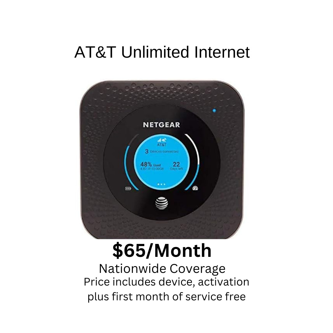 AT&T Unlimited Internet $65/month. Rural America/Rv Owners/Nomads