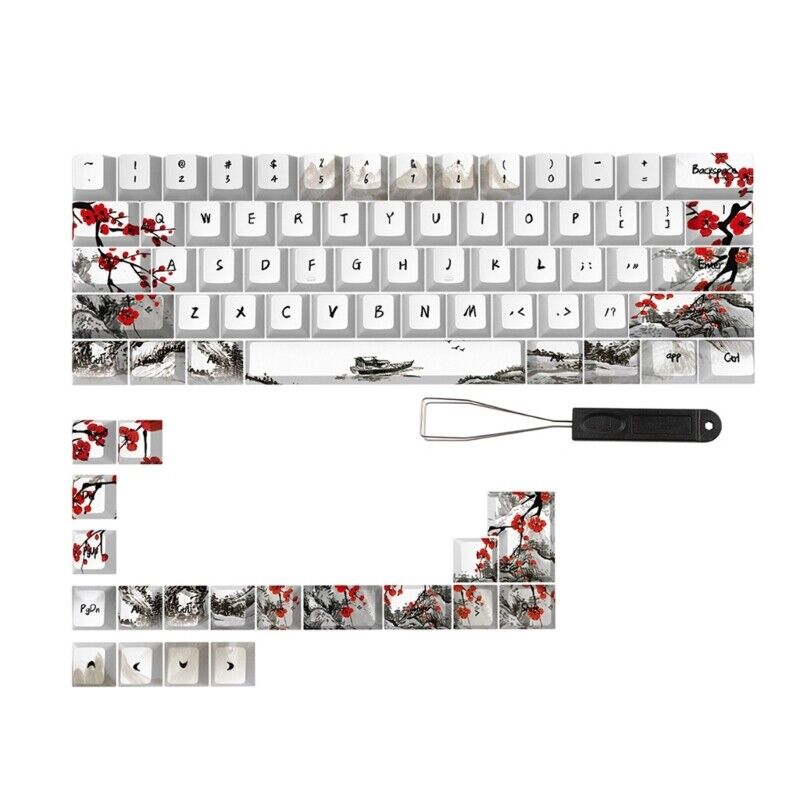 Plum Blossom Keycaps CherryProfile for QWERTZ AZERTY 61 64 67 68 Keyboard Keys