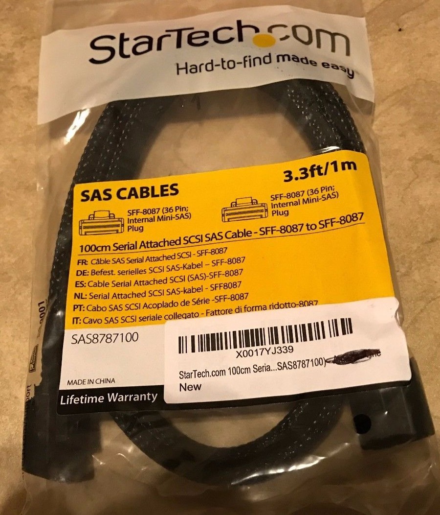 Startech 100cm Serial Attached SCSI SAS Cable SFF-8087 to SFF-8087 3.3' NEW