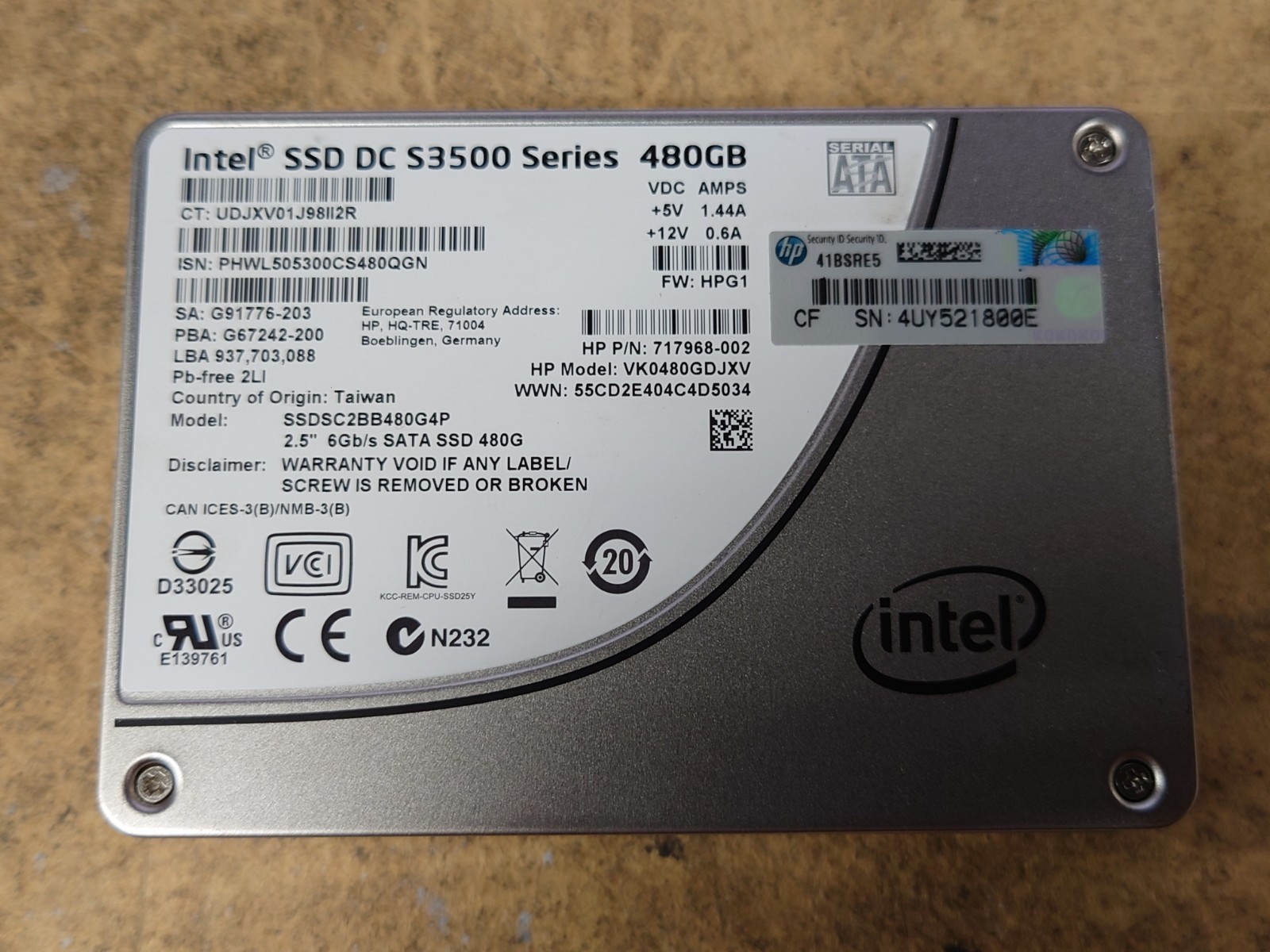 Intel DC S3510 480GB 2.5" SSD
