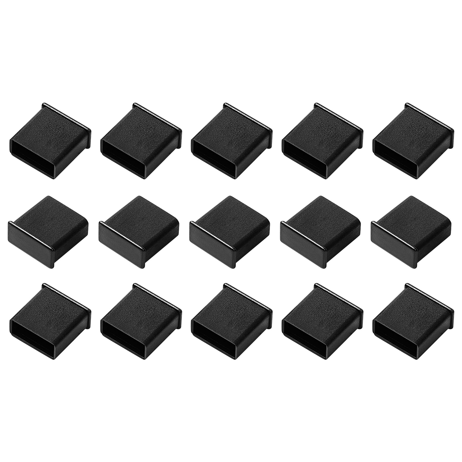 15pcs Black Plastic Anti Dust USB Port Cover Caps for USB 2.0 Type A Male Port