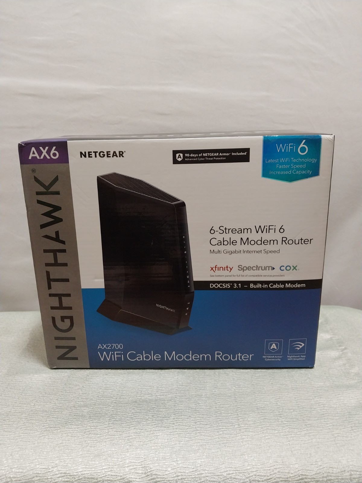NETGEAR Nighthawk AX2700 WiFi 6 Cable Modem Router Open Box