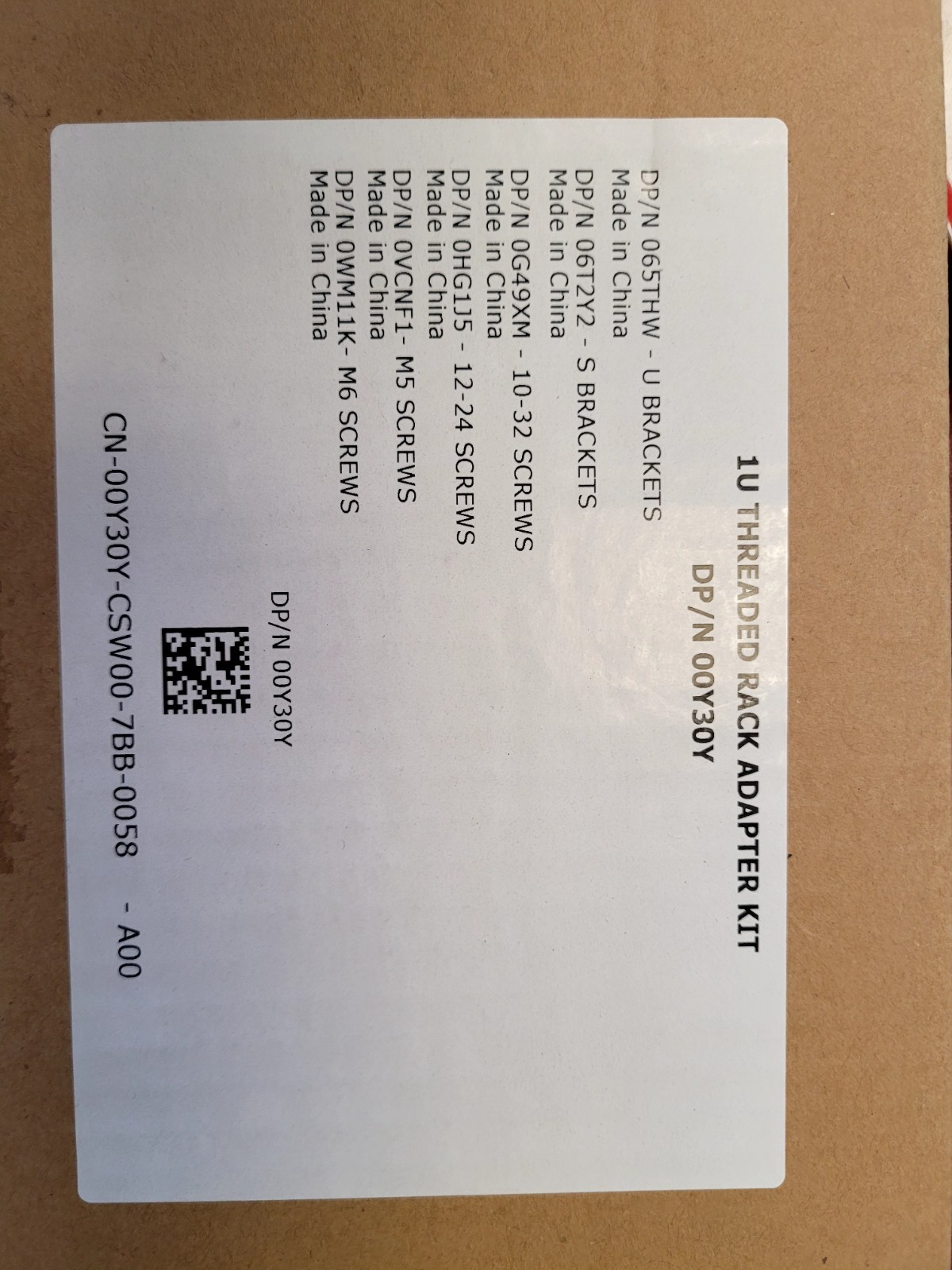 1 X Dell 00Y30Y 0Y30Y 1U Threaded Rack Adapter Kit NEW SEALED  ( GD-R)