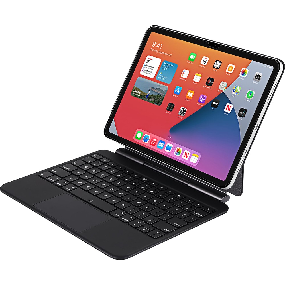 Adesso WKB-7010 Portable iPad Case with Bluetooth Keyboard and Touchpad, Black