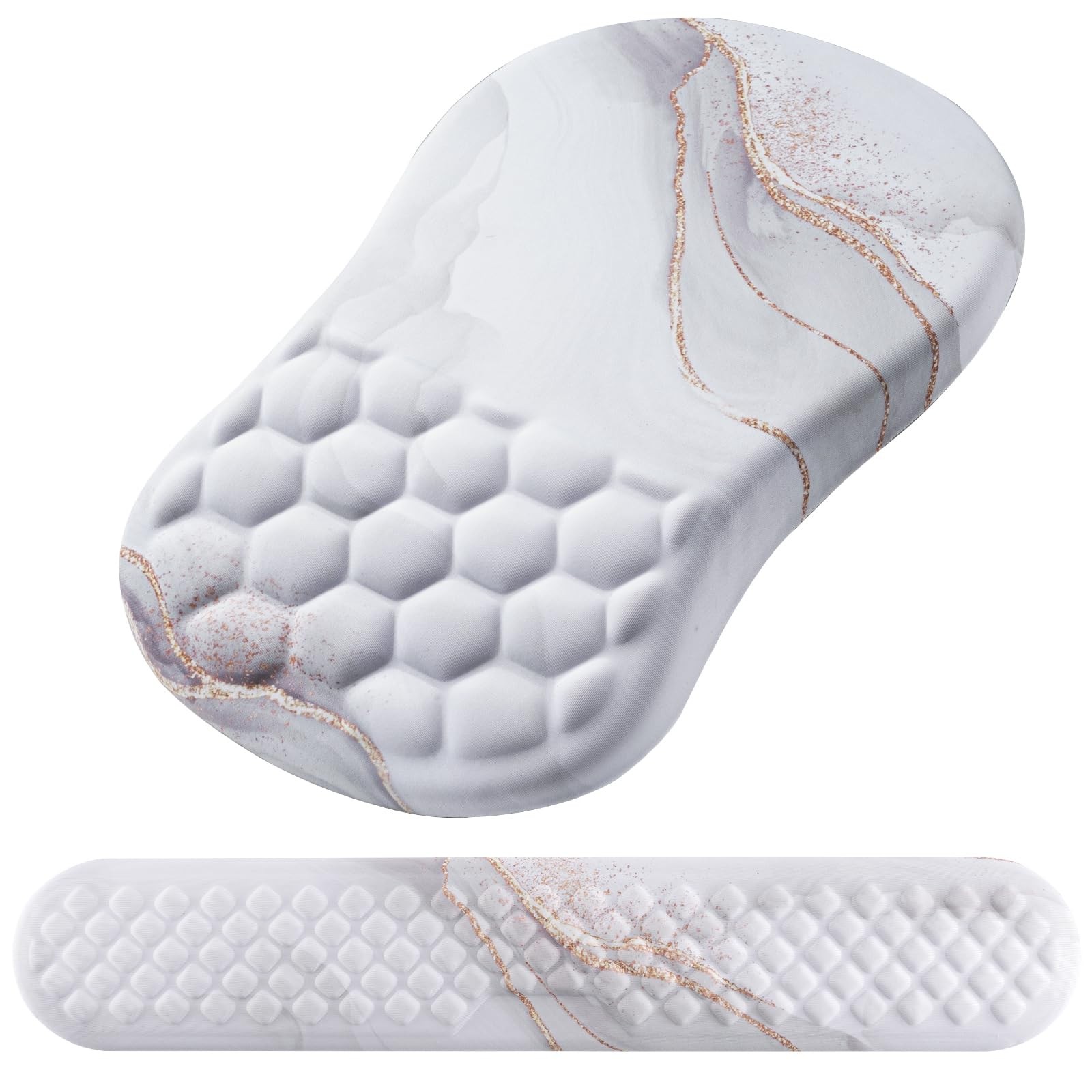 White 2In1 Ergonomic Keyboard Mouse Pad NonSlip Wrist Support Rest Set