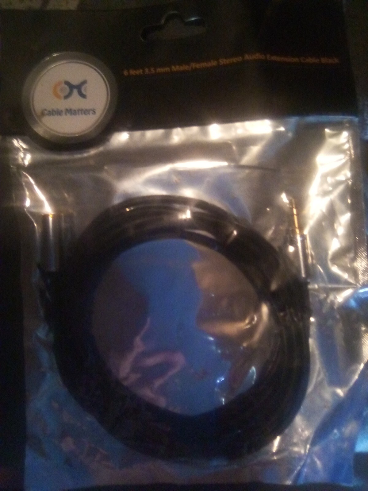 Cable Matters 6ft 3.5mm Male/Female Stereo Audio Extension Cable, Black
