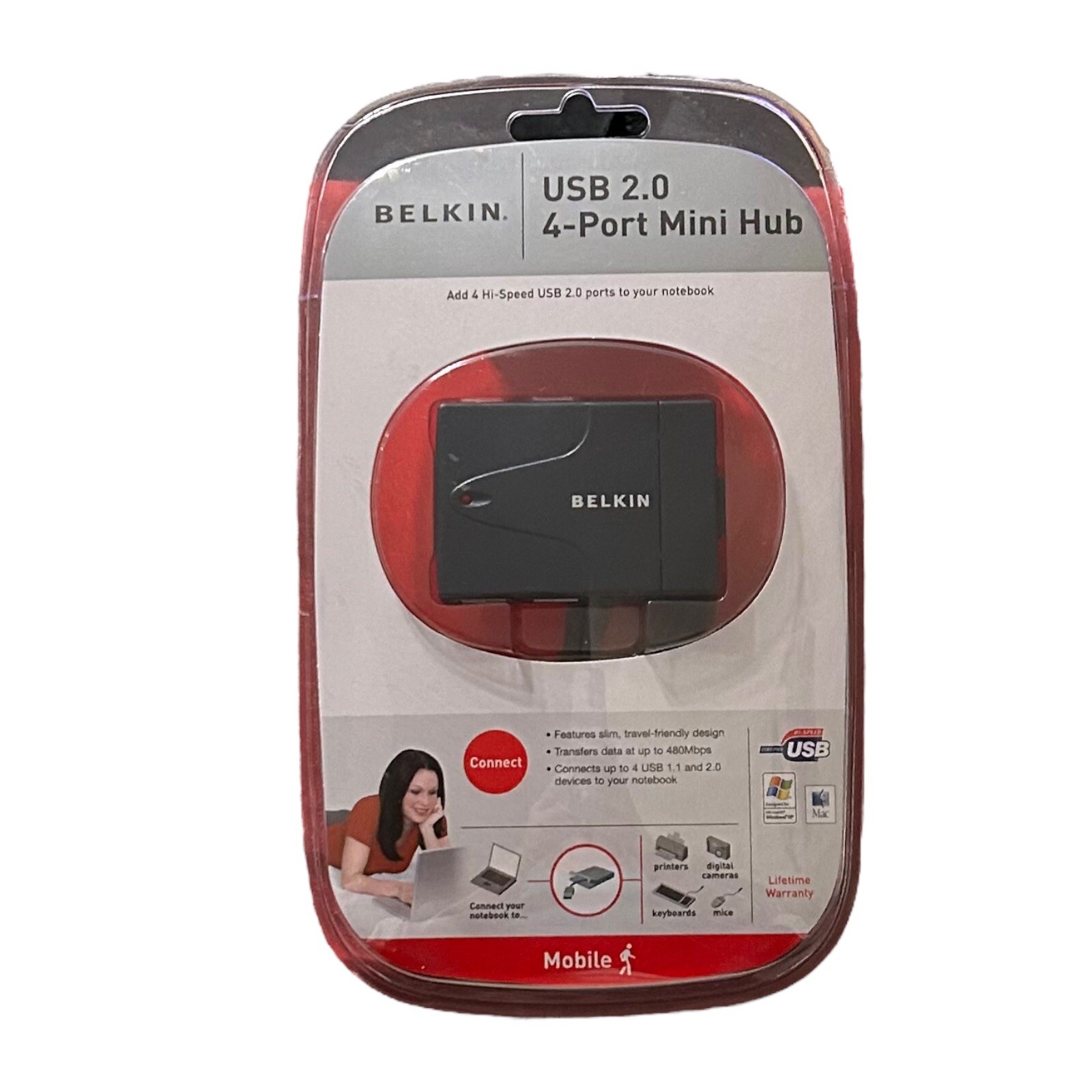 New Belkin USB 2.0 4-Port Mini Hub P47182 File Transfer Device F5U215VMOB