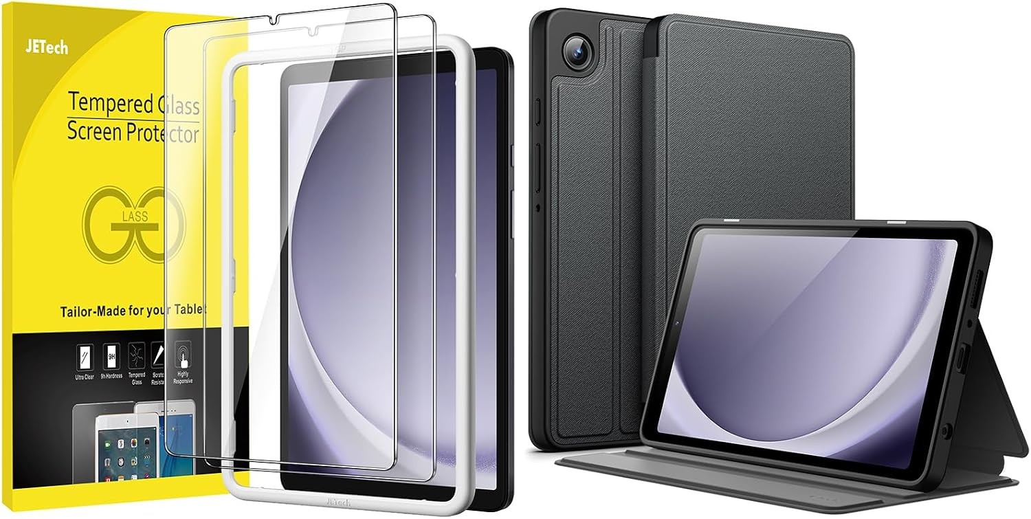Slim Folio Stand Case and Screen Protector Bundle for Samsung Galaxy Tab A9 8.7-