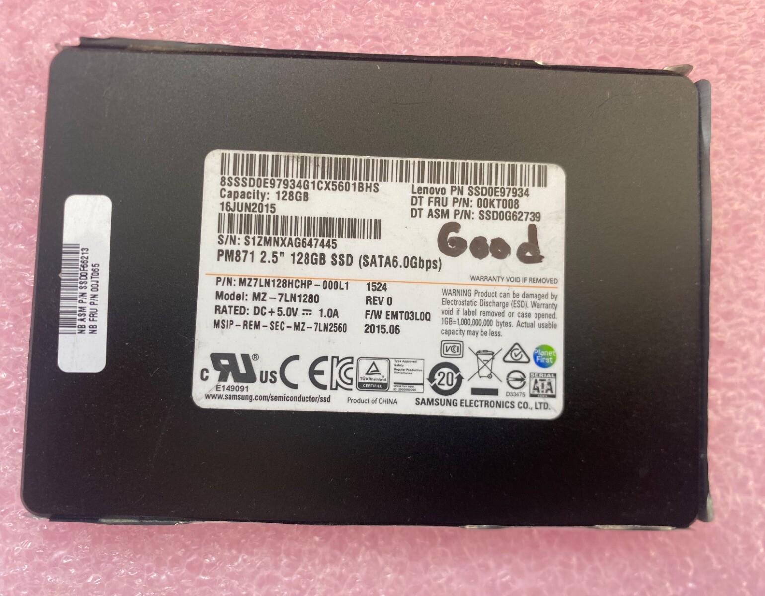 Samsung PM871 2.5" 128GB SSD MZ-7LN1280 Solid State Laptop Hard Drive
