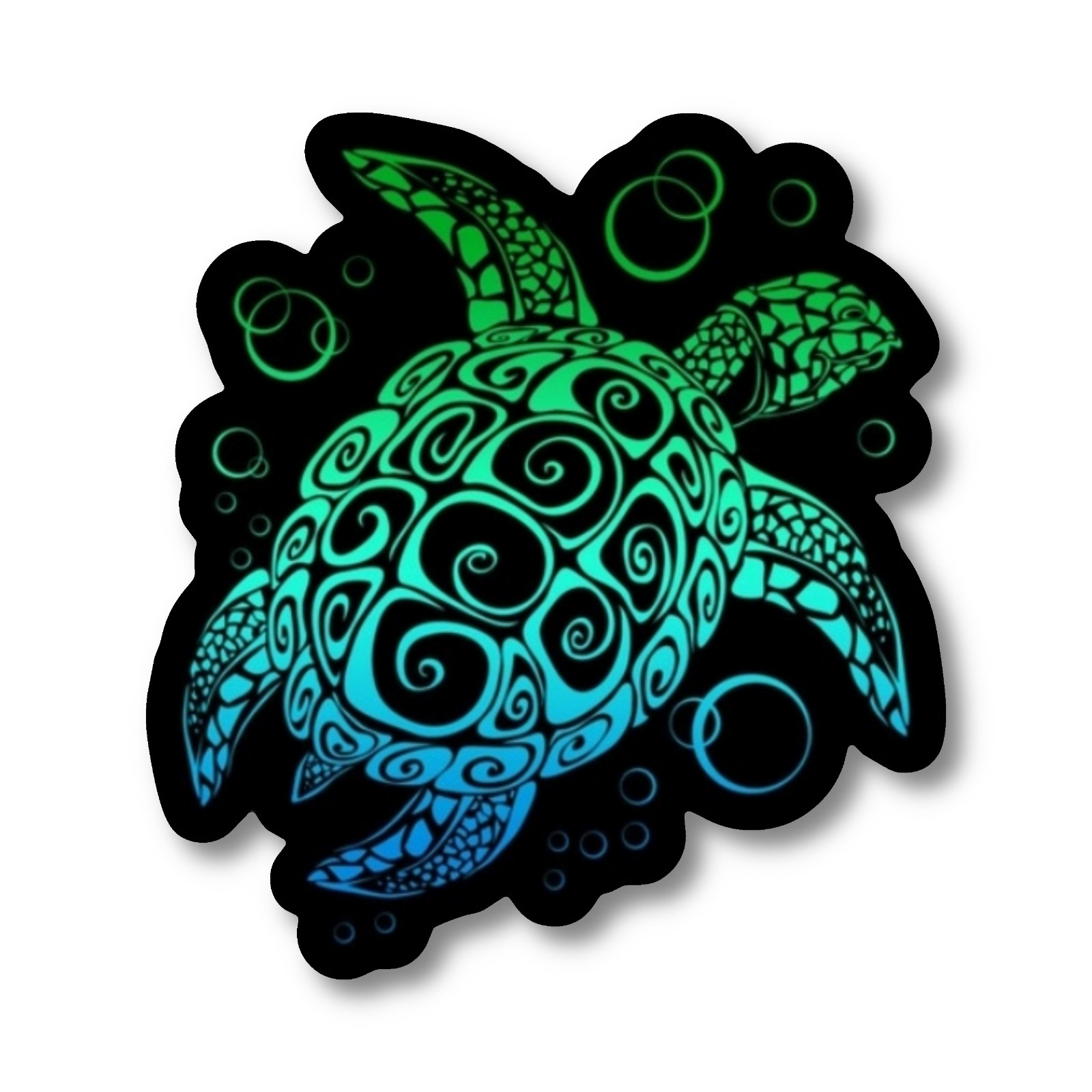 Sea Turtle Sticker, Nautical Blue & Green Turtle Decal for Laptops & Indoor Use