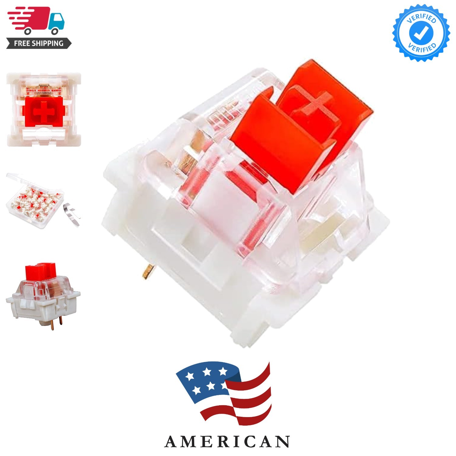 Pack 32 Red Switches,3 Pin Key Switch - Cherry MX Equivalent DIY Replaceable ...