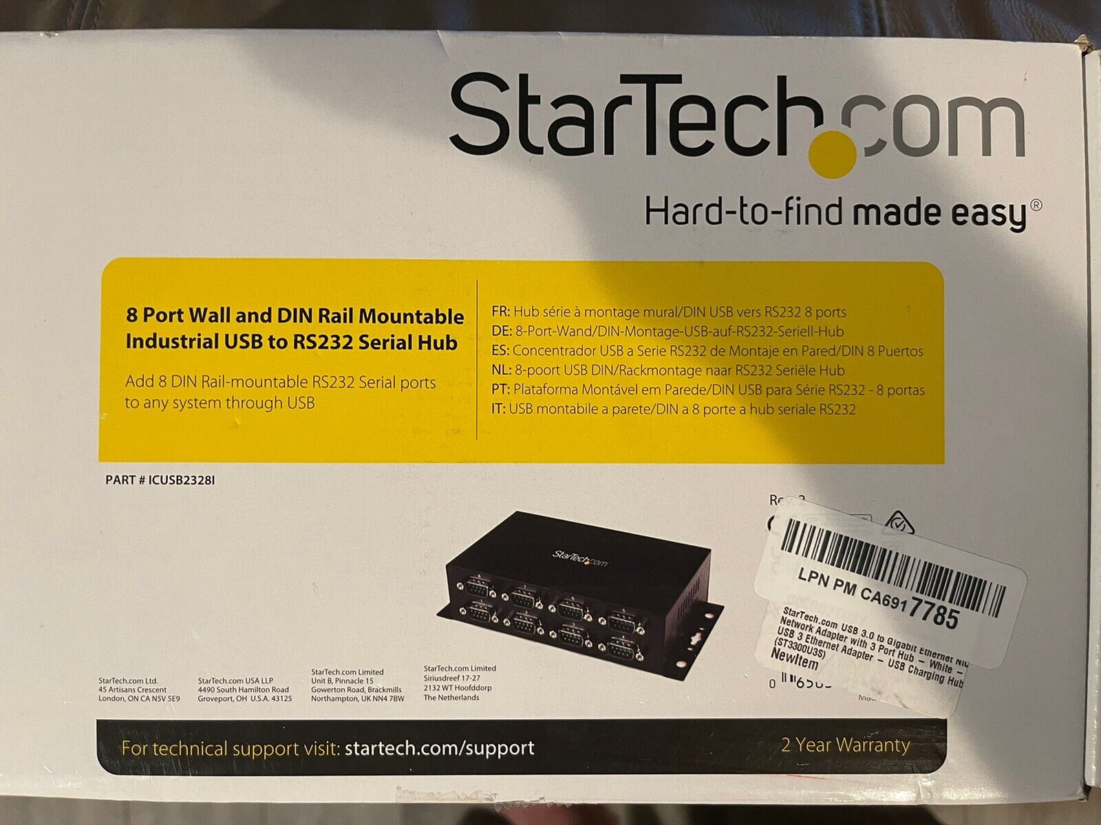 STARTECH.COM ICUSB2328I ADD 8 DIN RAIL-MOUNTABLE RS232 SERIAL PORTS TO ANY