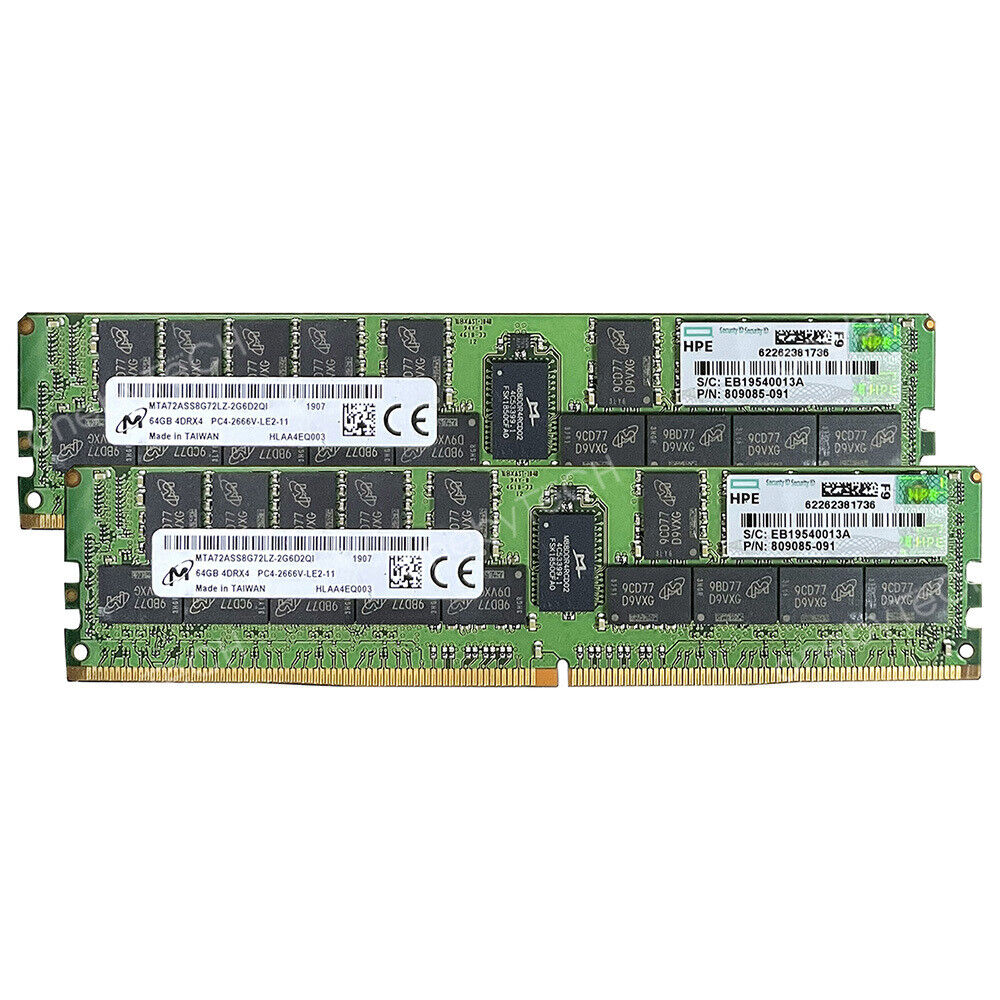 Micron 128GB 2X64GB DDR4-2666mhz REG Load Reduced Server Memory HPE 809085-091