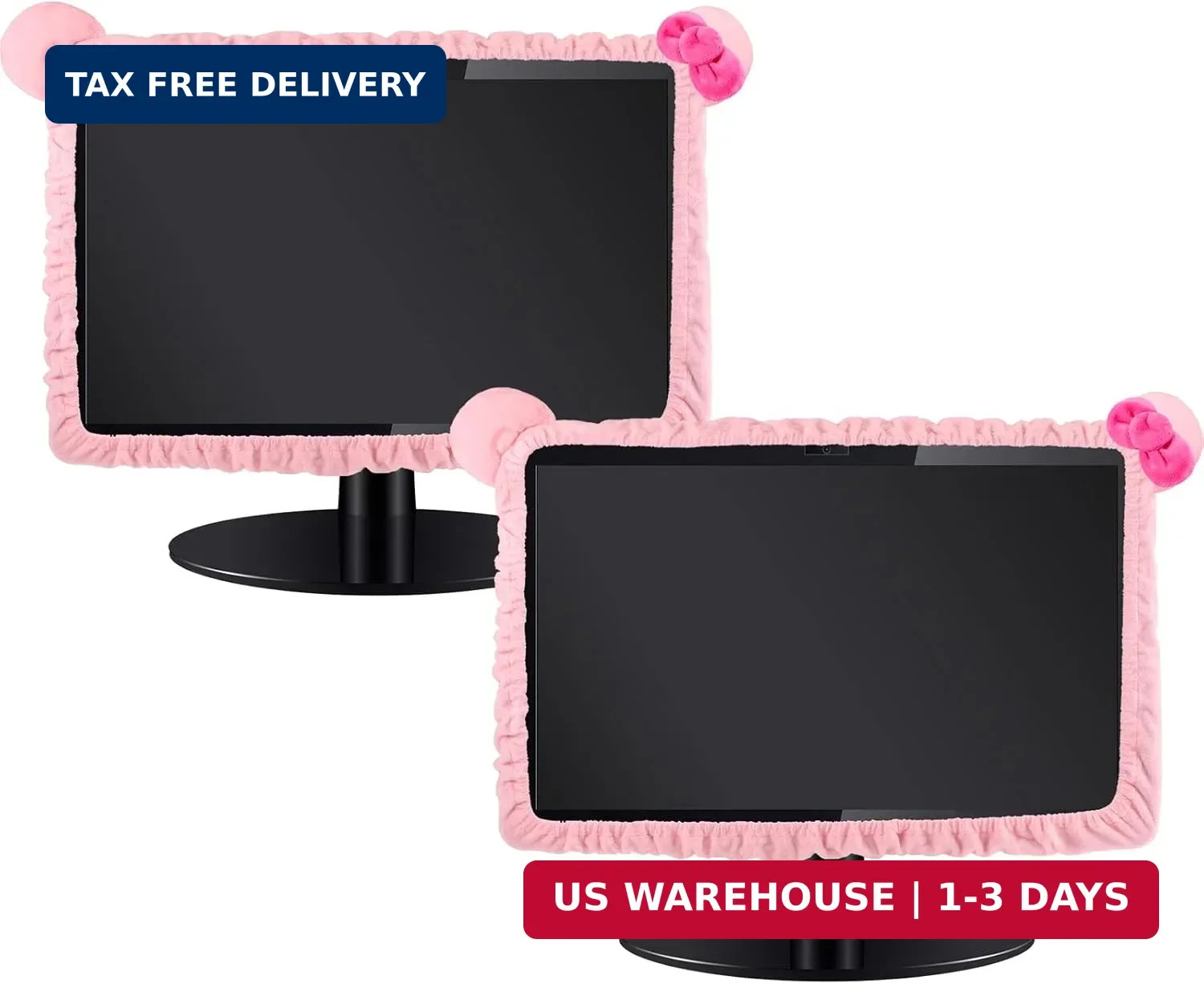 Remagr 2 Pcs 20''-29'' Kawaii Computer Monitor Cover with Cat Ear Design, Furry