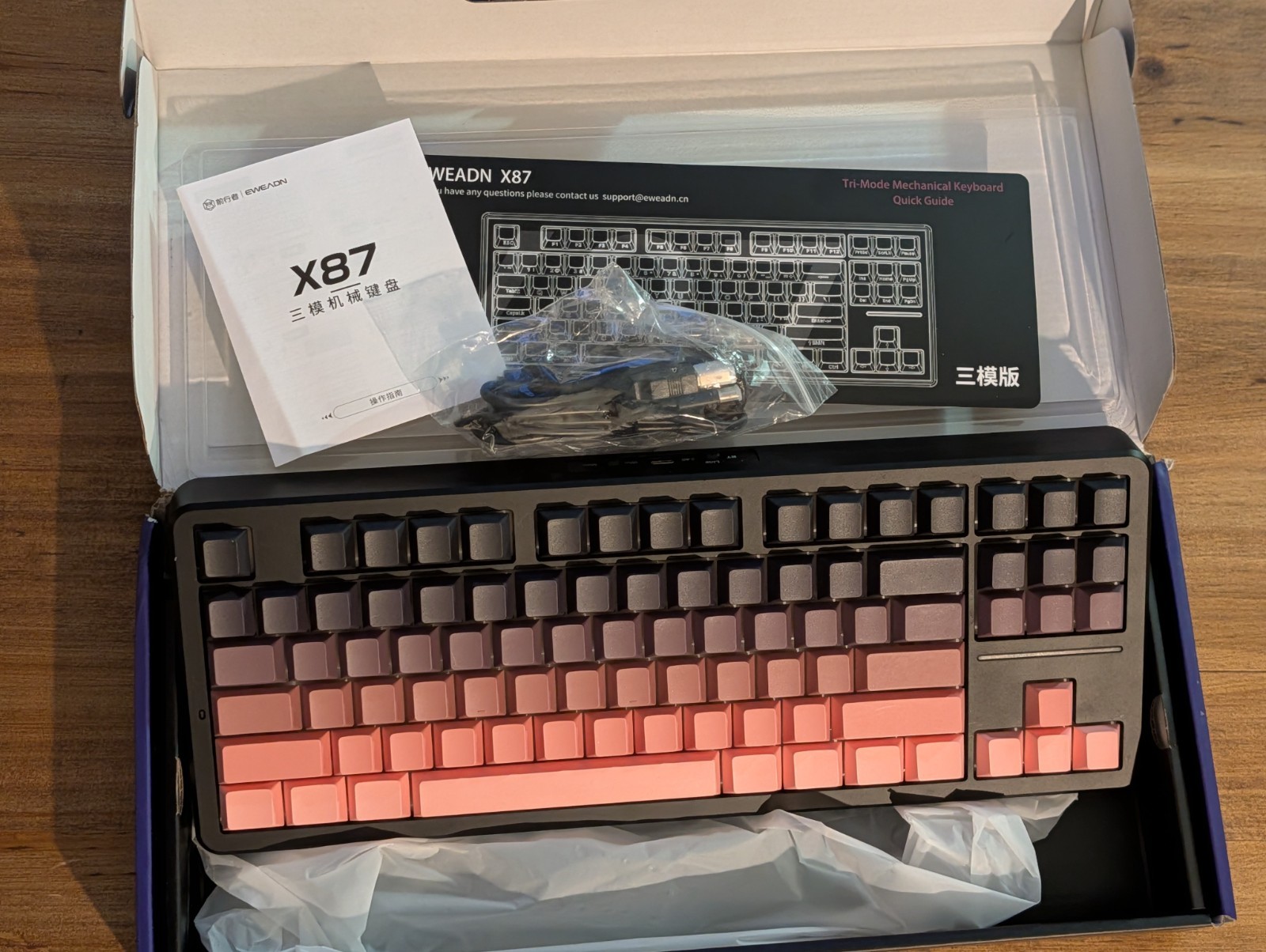 EWEADN X87 Wireless RGB 75% Mechanical Gaming Keyboard-Black Pink Linear Switch