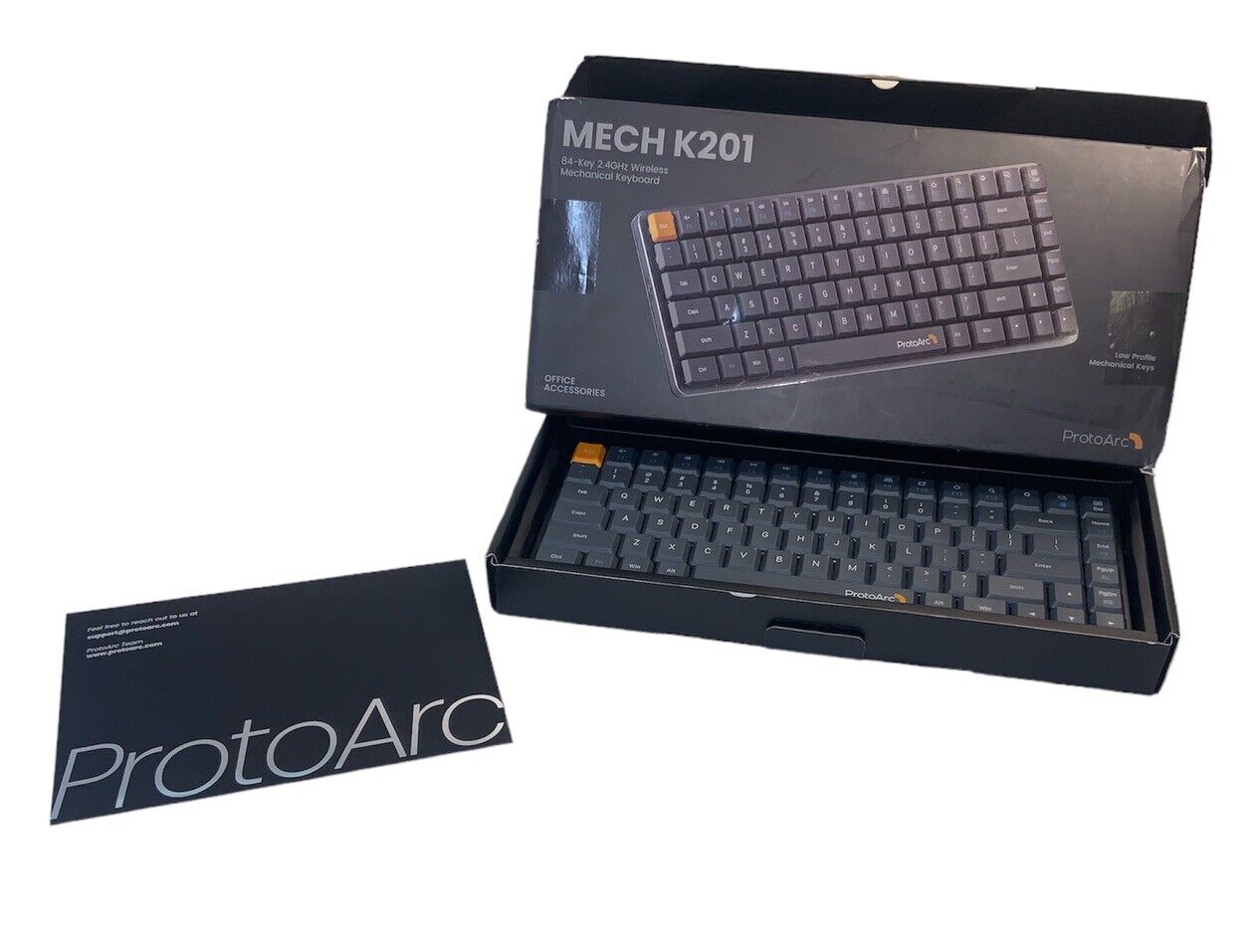 ProtoArc Compact Wireless Mechanical Keyboard K201 2.4GHz NEW, OPENED BOX