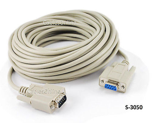 50 ft. DB9 Male to DB9 Female Serial Extension Cable, S-3050