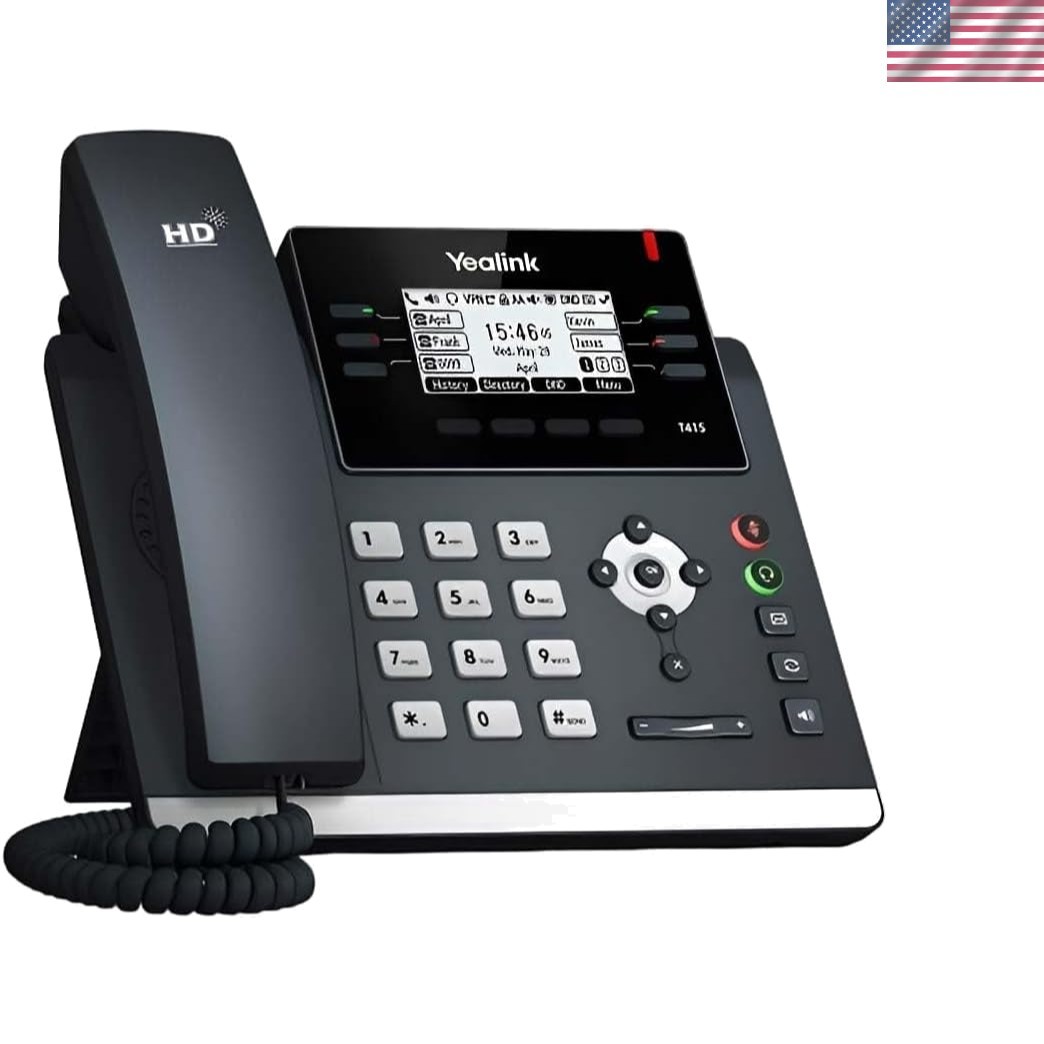 Reconditioned Yealink T41S Black Desk Phone - VoIP Compatible with Extras