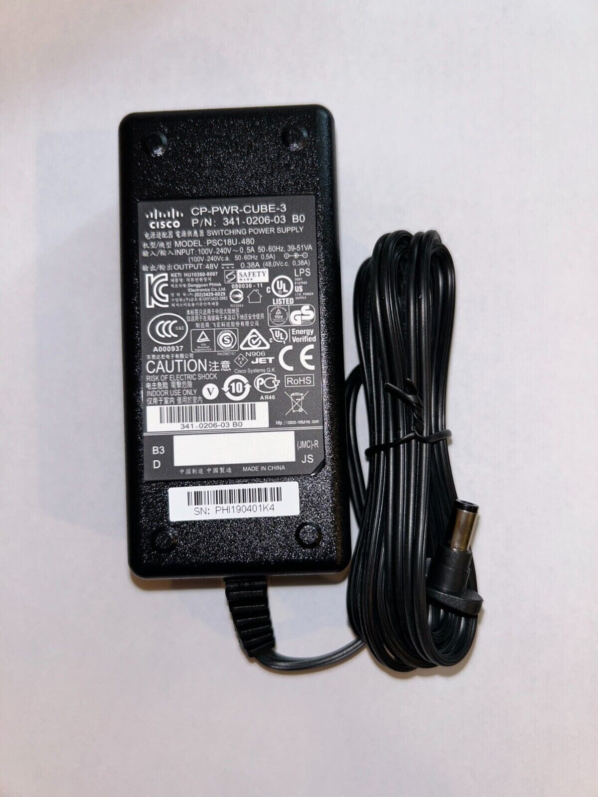 Cisco CP-PWR-CUBE-3 Power Supply Cube Adapter for Cisco 7900 Series IP Phone