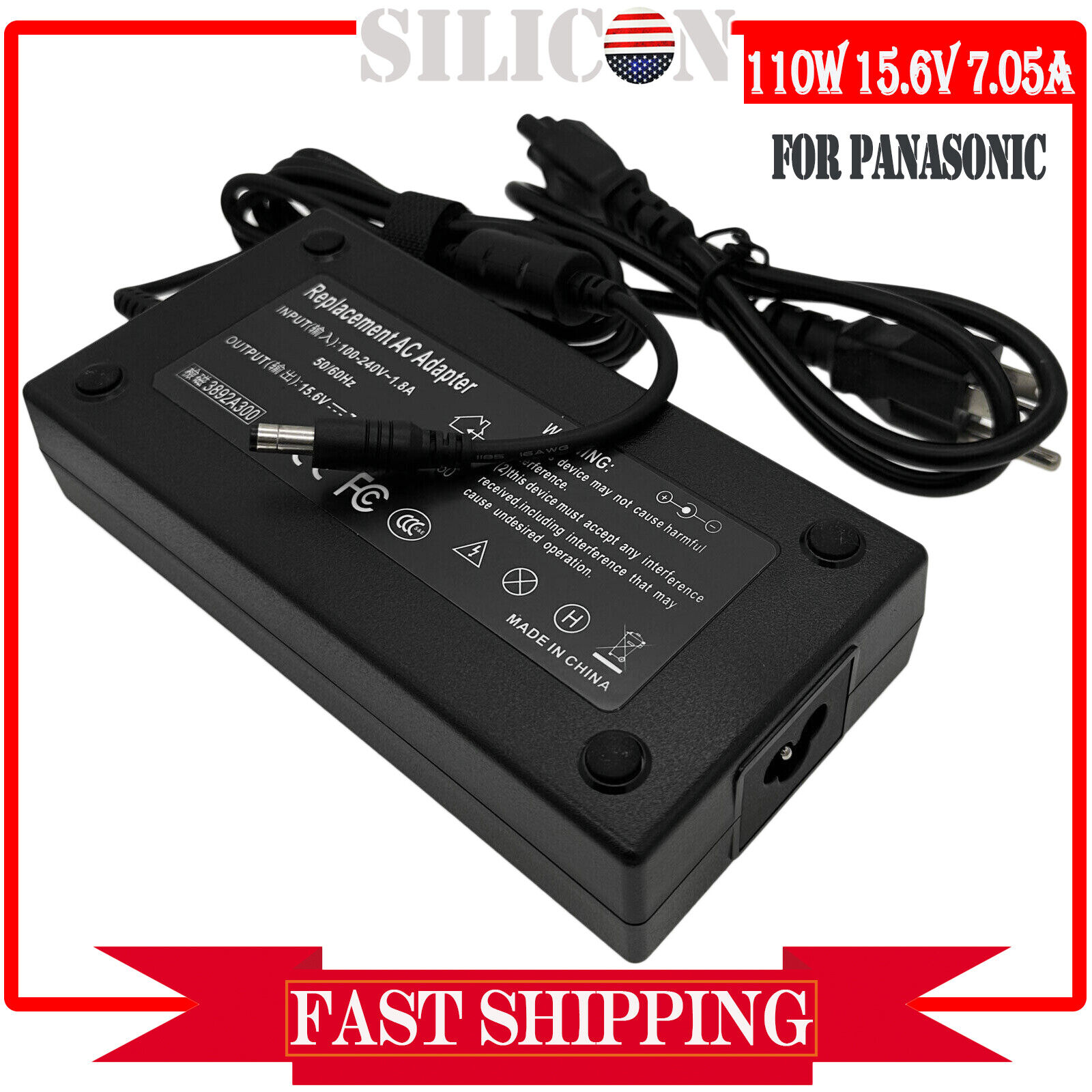 15.6V 7.05A 110W Laptop Adapter for Panasonic Toughbook CF-AA5713A CF-31 CF-53