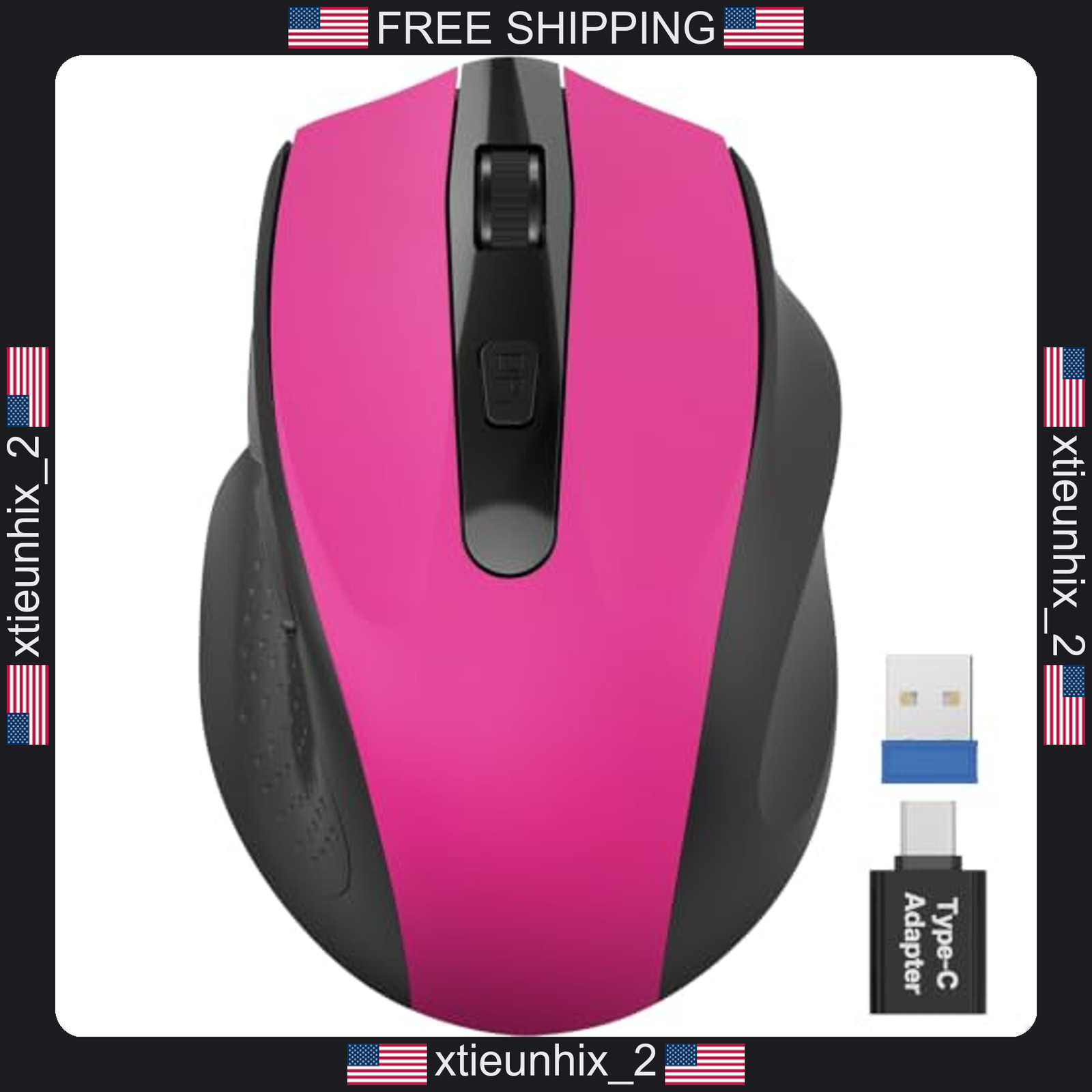 Wireless Mouse for Laptop, Compact Ergonomic, Quiet Clicks, USB-C Adapter