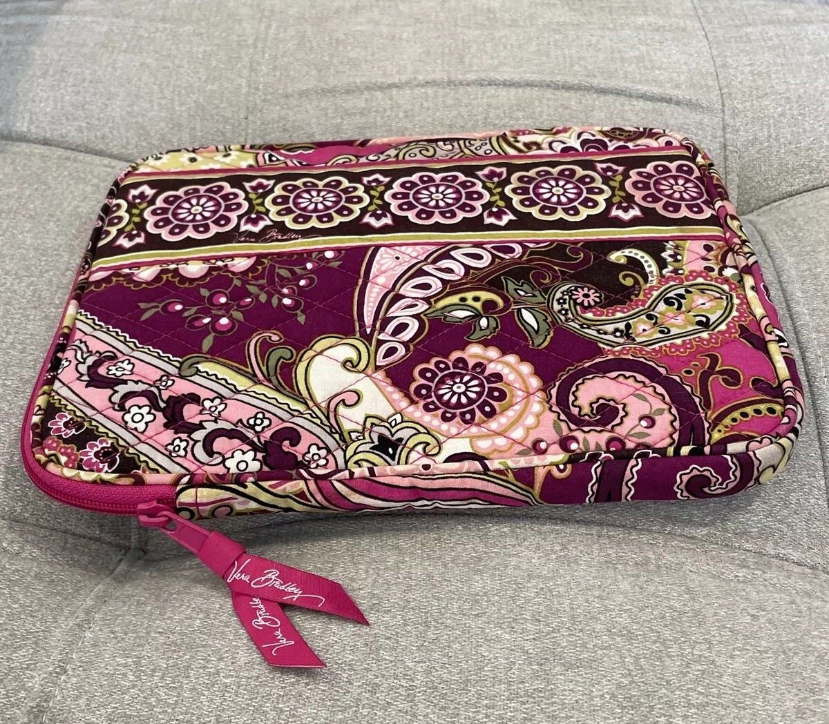 Vera Bradley Very Berry Paisley Pink Retired Computer Tablet Zip Sleeve Pouch
