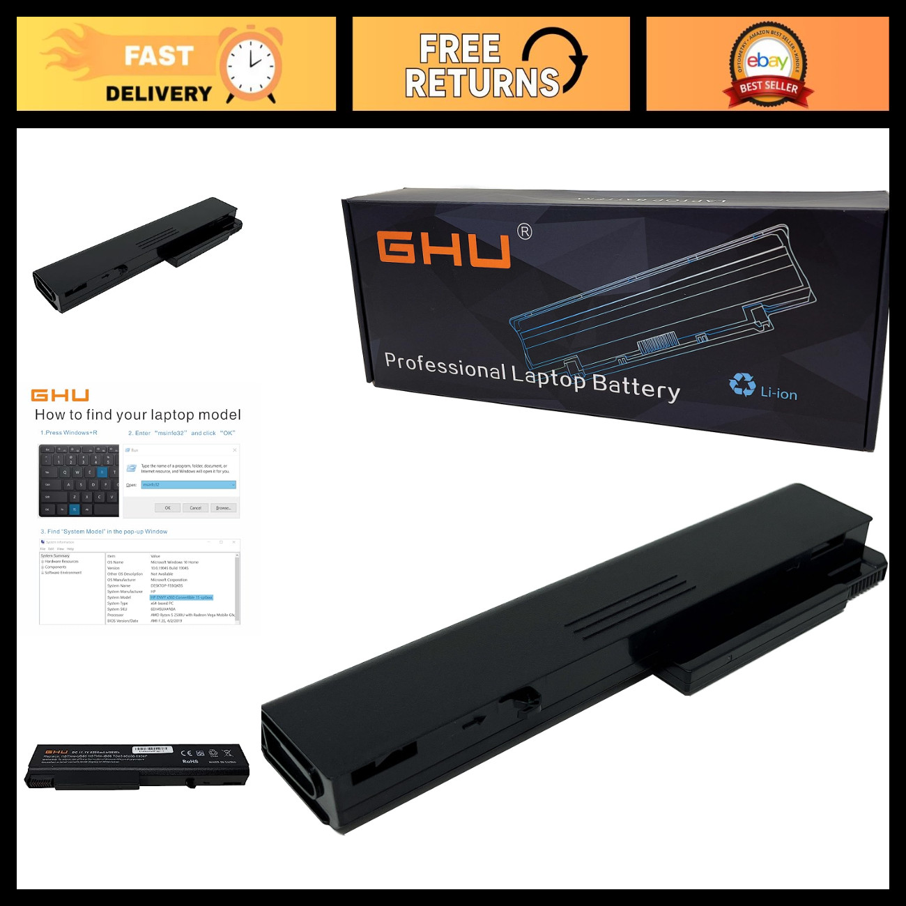 58Wh Laptop Battery Replacement for HP EliteBook ProBook 8440P 6930P 6555B