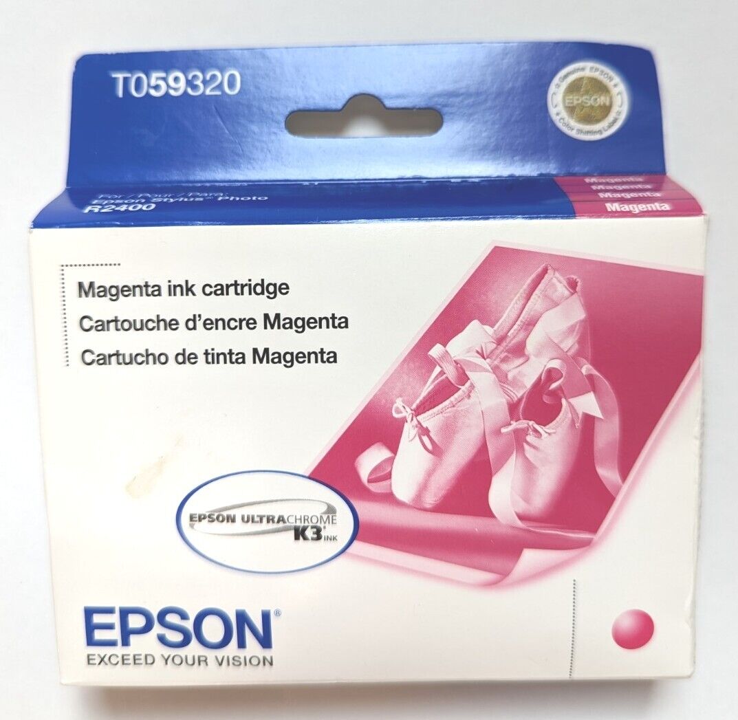 New Genuine Epson T059320 Magenta Ink Cartridge, Stylus Photo R2400 Exp 11/ 2011