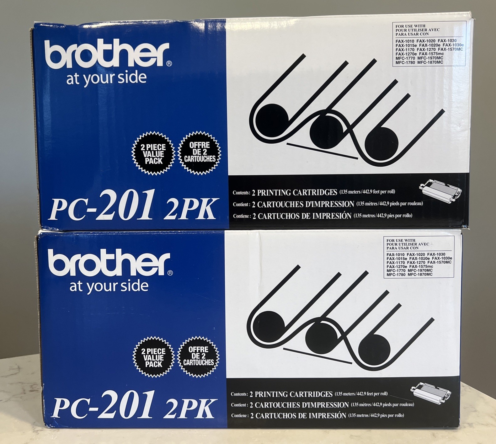 New Genuine Brother PC201 Black Fax Cartridges - 3 New Cartridges