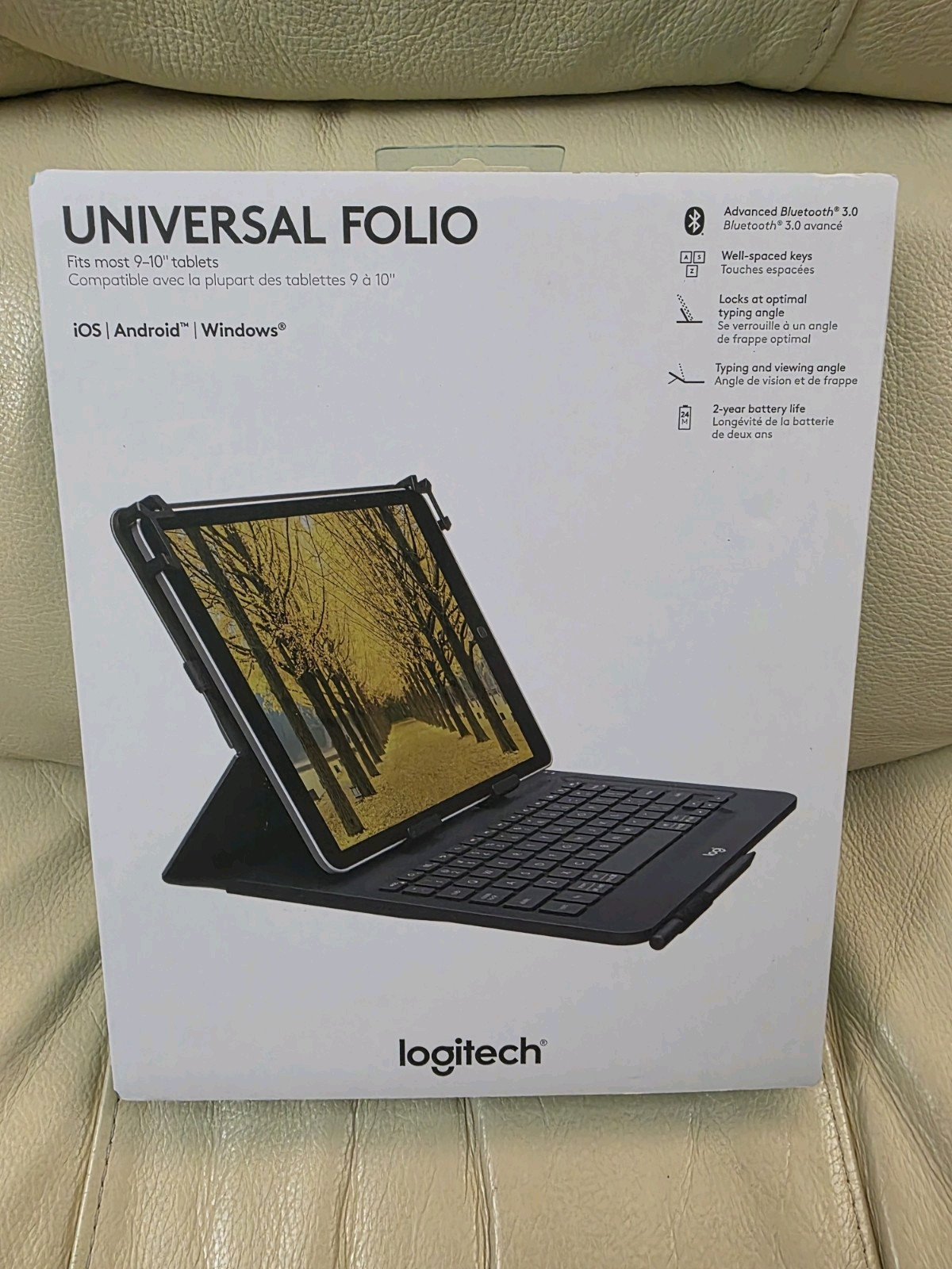 NEW Logitech Universal Folio Keyboard Case 9-10" Tablet Wireless Bluetooth