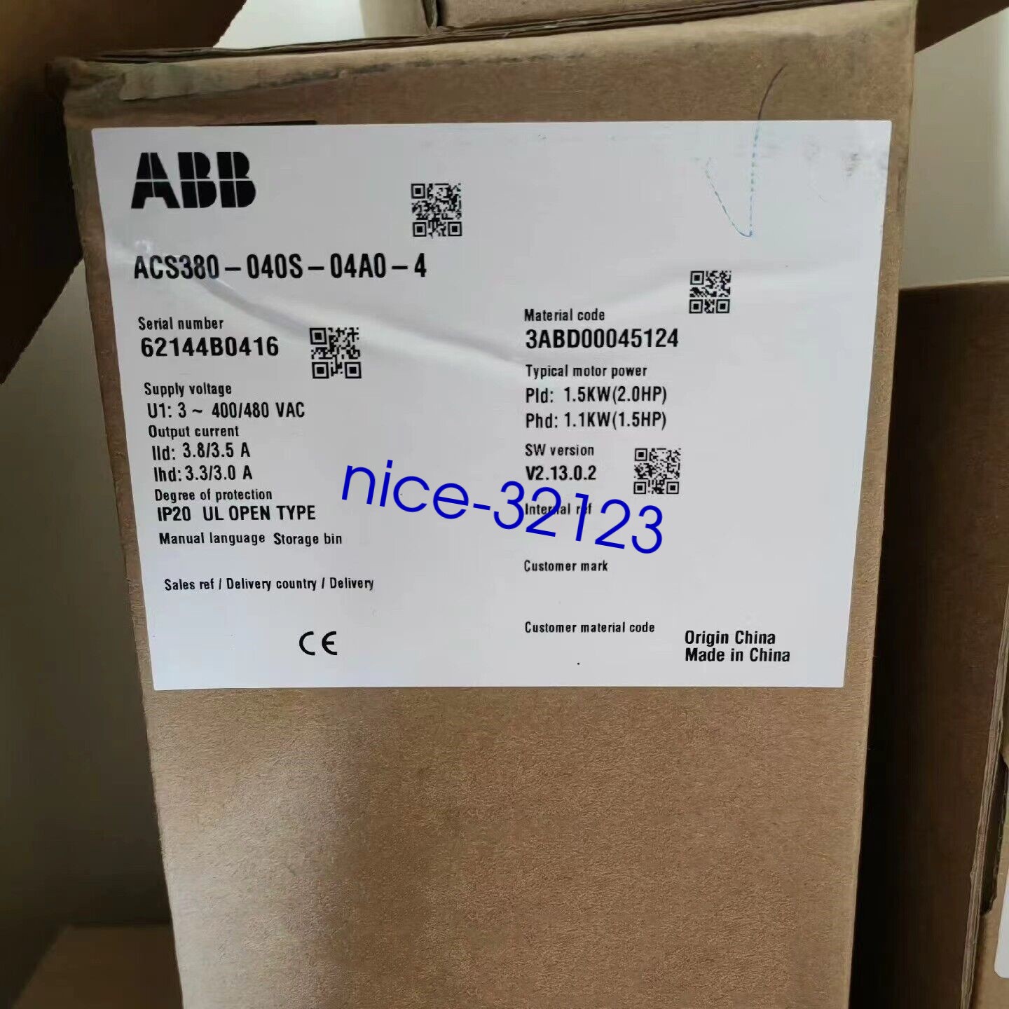1pc ABB ACS380-040S-04A0-4 frequency converter 1.5 KW