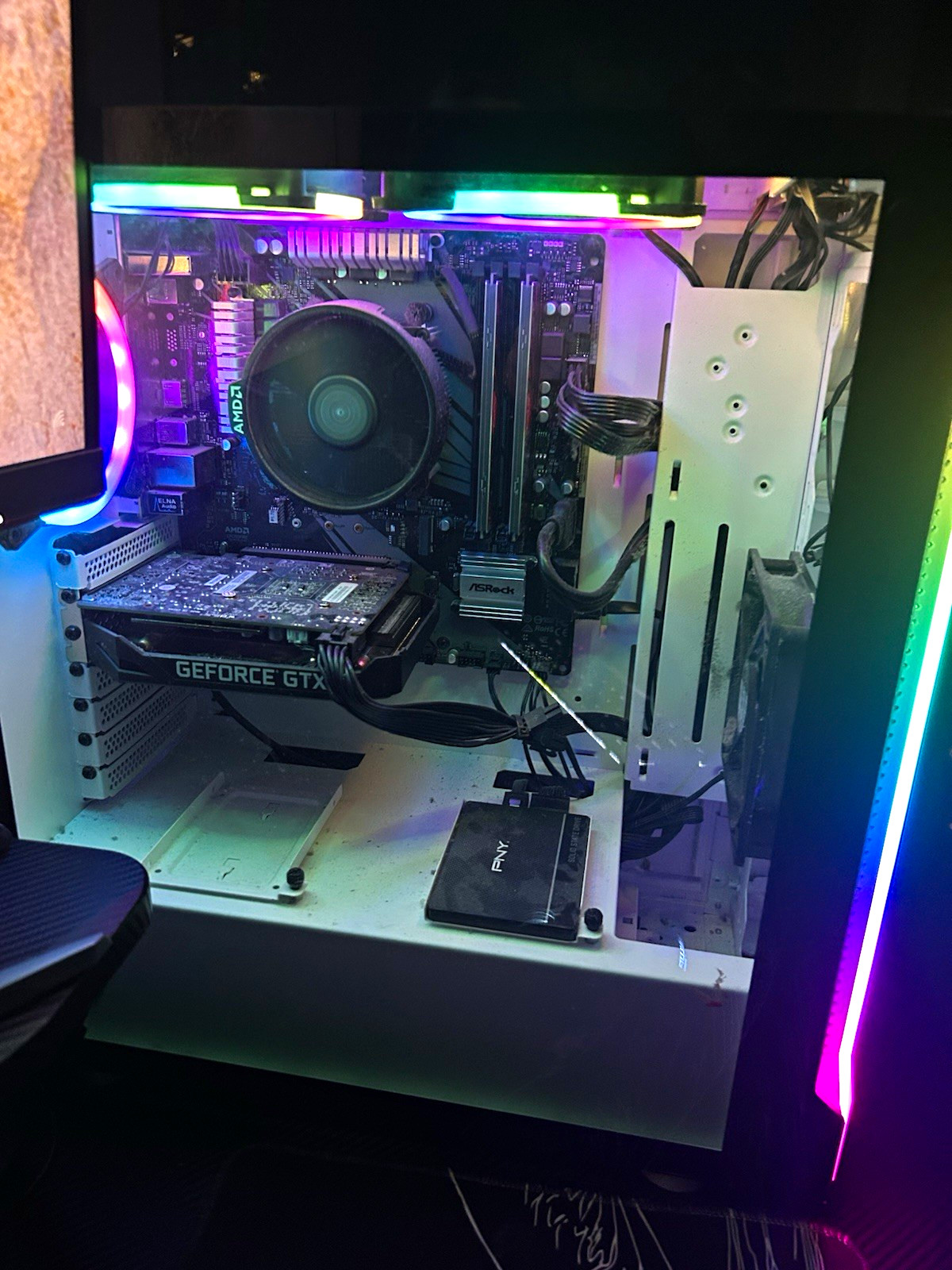 Sky tech gaming PC White RGB Gaming Tower Desktop, SSD, GeForce GTX, ASRock MB