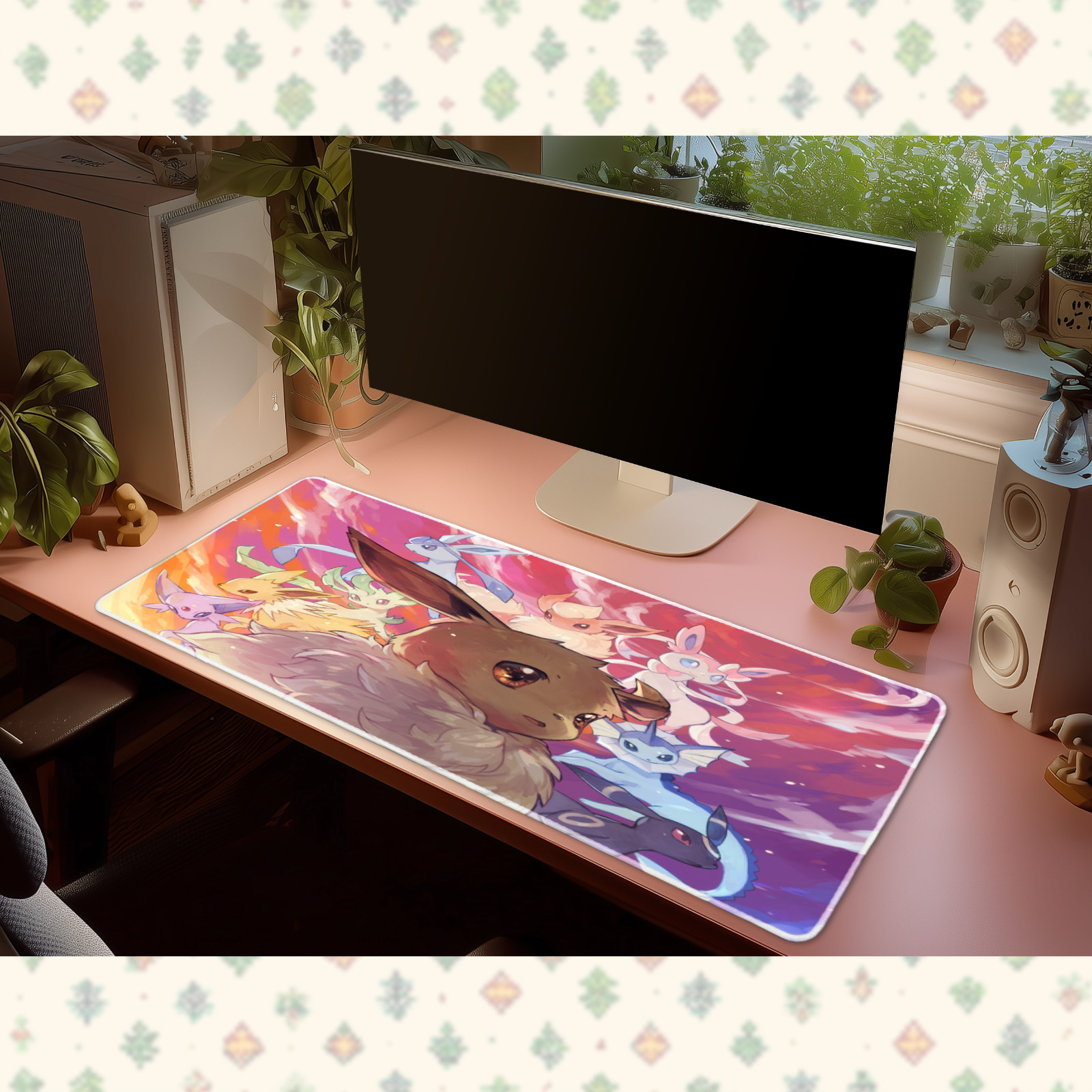 Pokemon Eevee Eeveelutions Desk Mat Mouse Pad Umbreon Sylveon Gaming Large