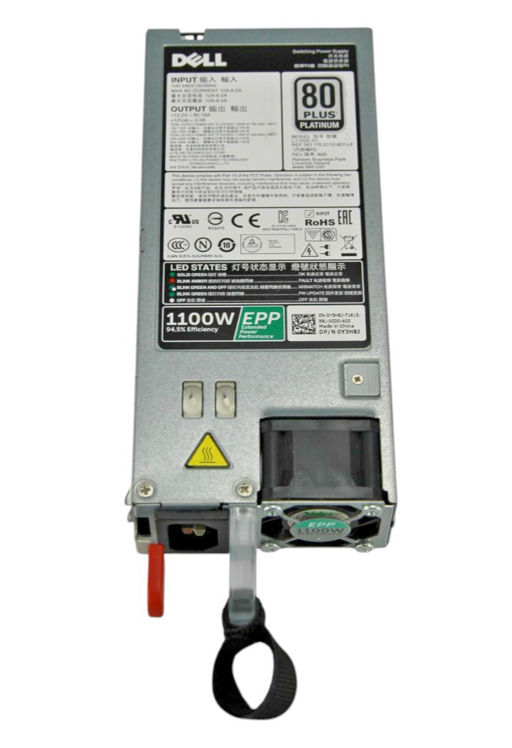 Dell Poweredge R530 R630 R730 R640 R740 1100W 80 Plus Platinum PSU Y3H8J