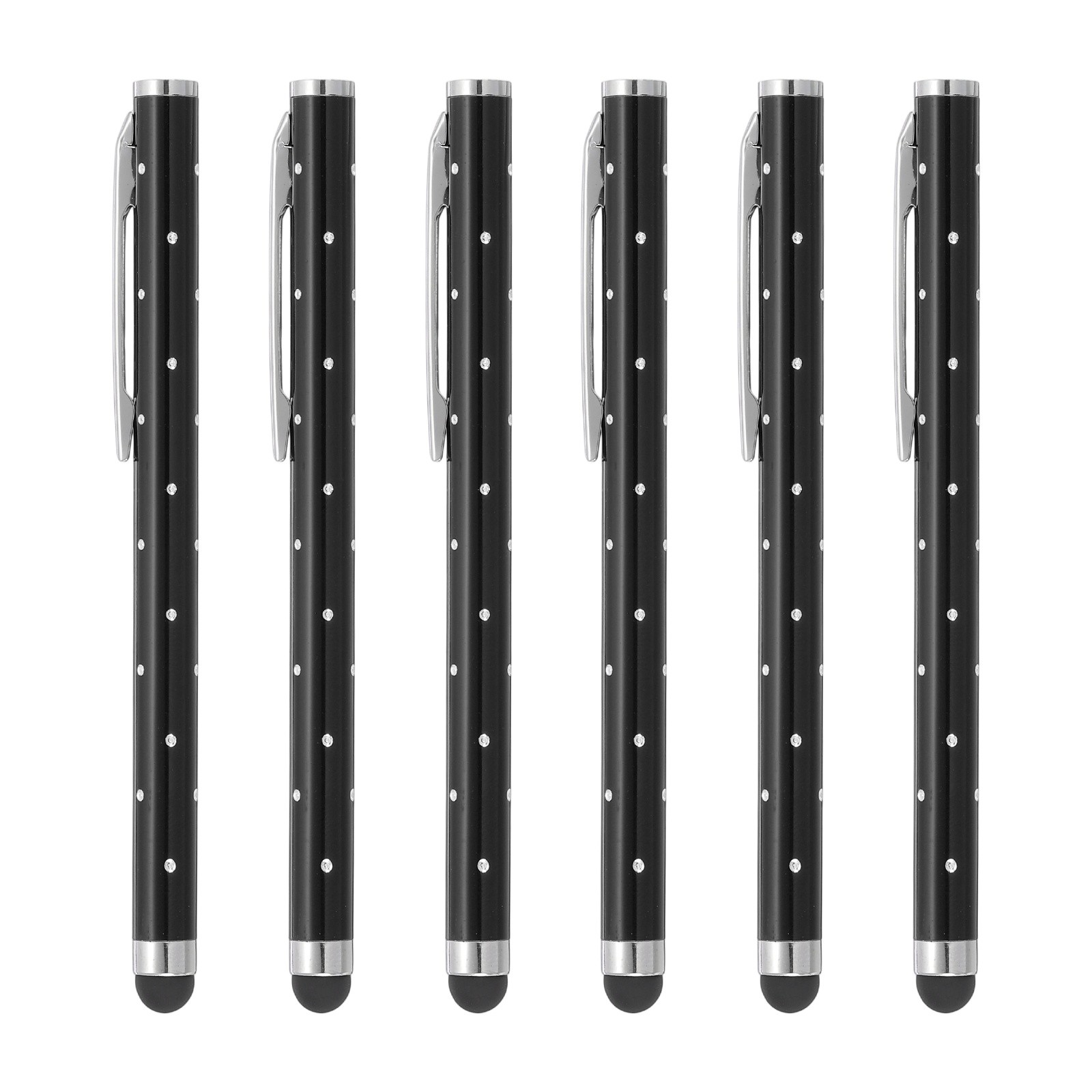 6Pcs Bling Crystal Stylus Pens for Touch Screens Black
