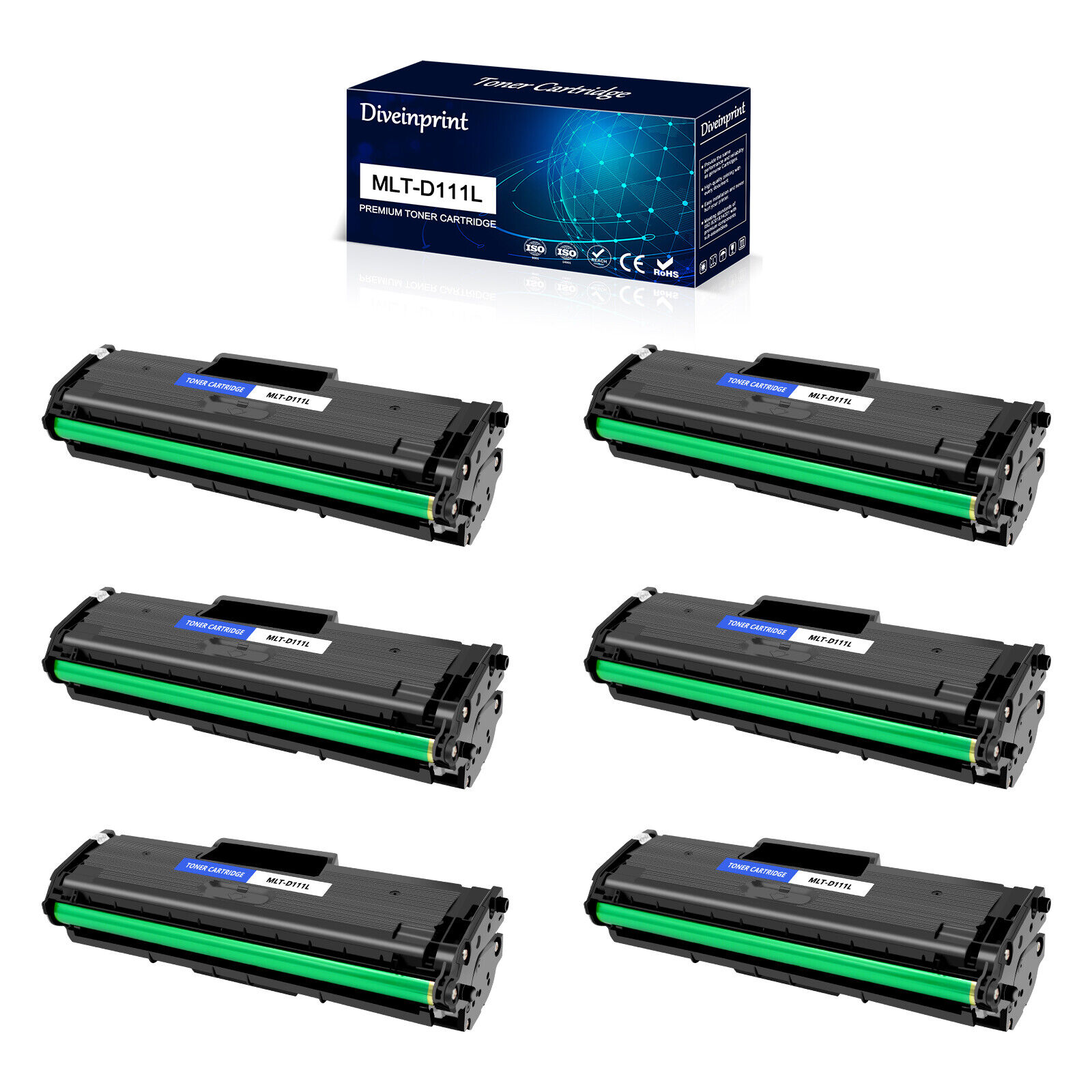 6PK MLT-D111L Toner Cartridge For Samsung 111L Xpress SL-M2070F SL-M2070W M2024W