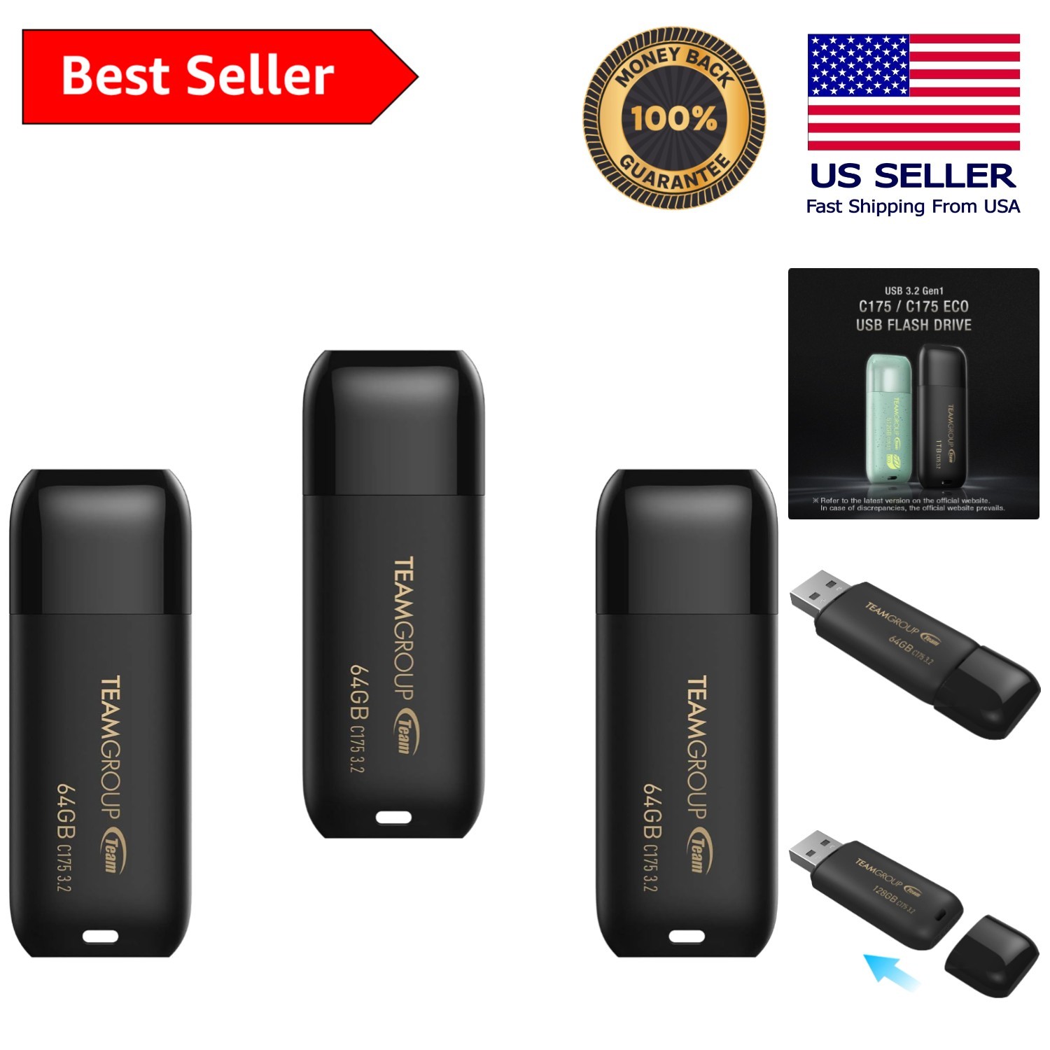 High-Speed 64GB USB Flash Drives 3-Pack - Perfect for Fast Storage Solutions