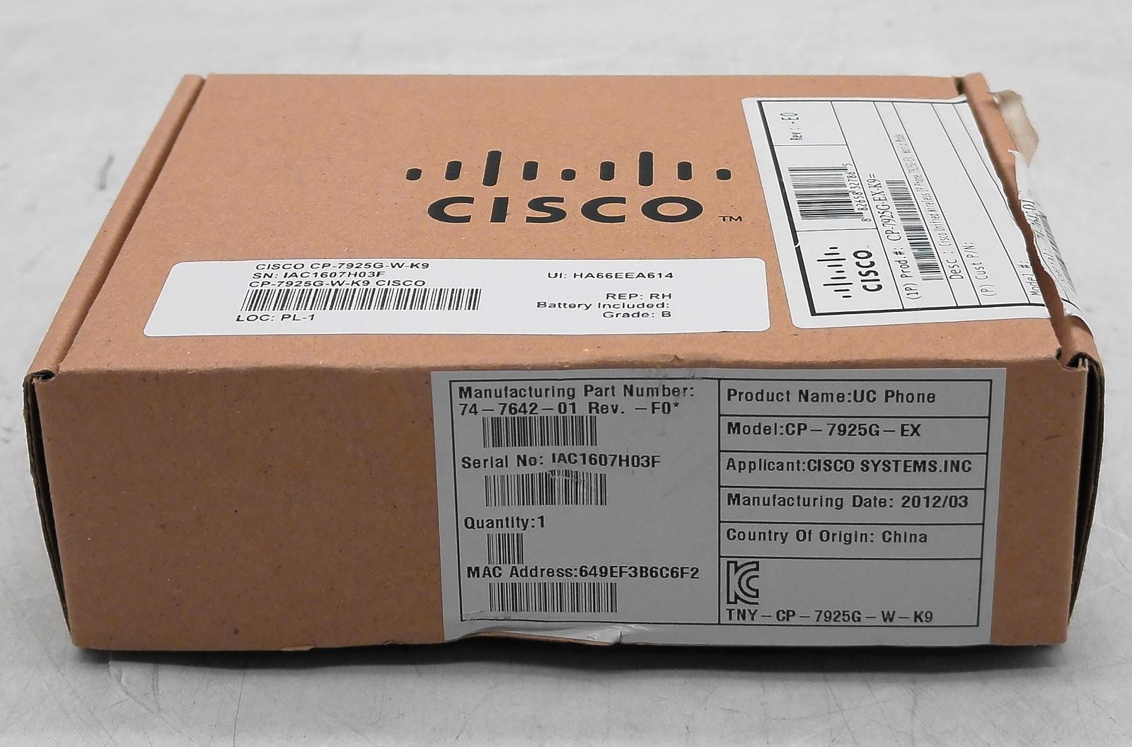 NEW CISCO CP-7925G-EX-K9 74-5469-01 UC IP WIRELESS RUGGED PHONE