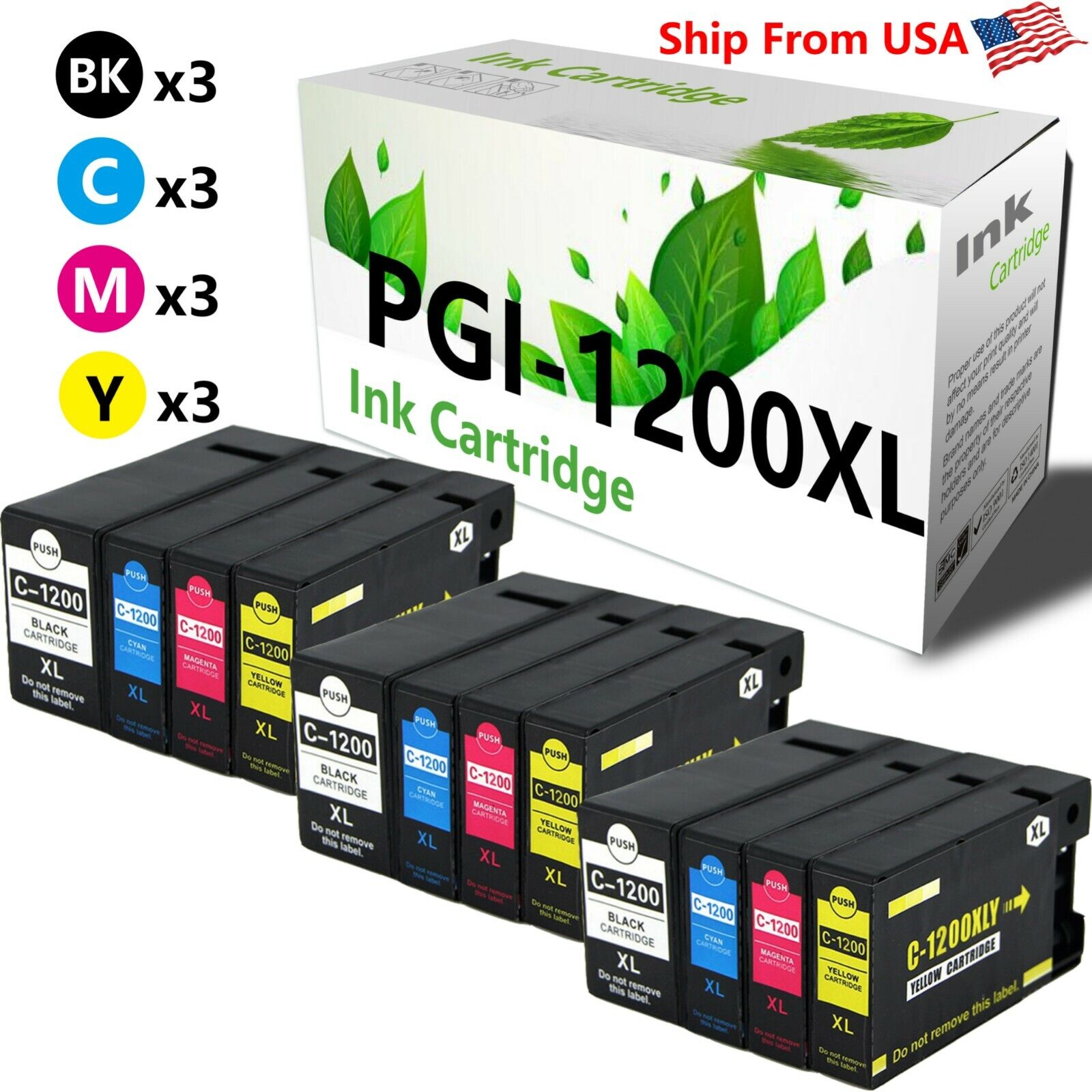 12PK PGI-1200XL PGI1200 Ink Cartridge for MAXIFY MB2120 MB2320 MB2020 Printer