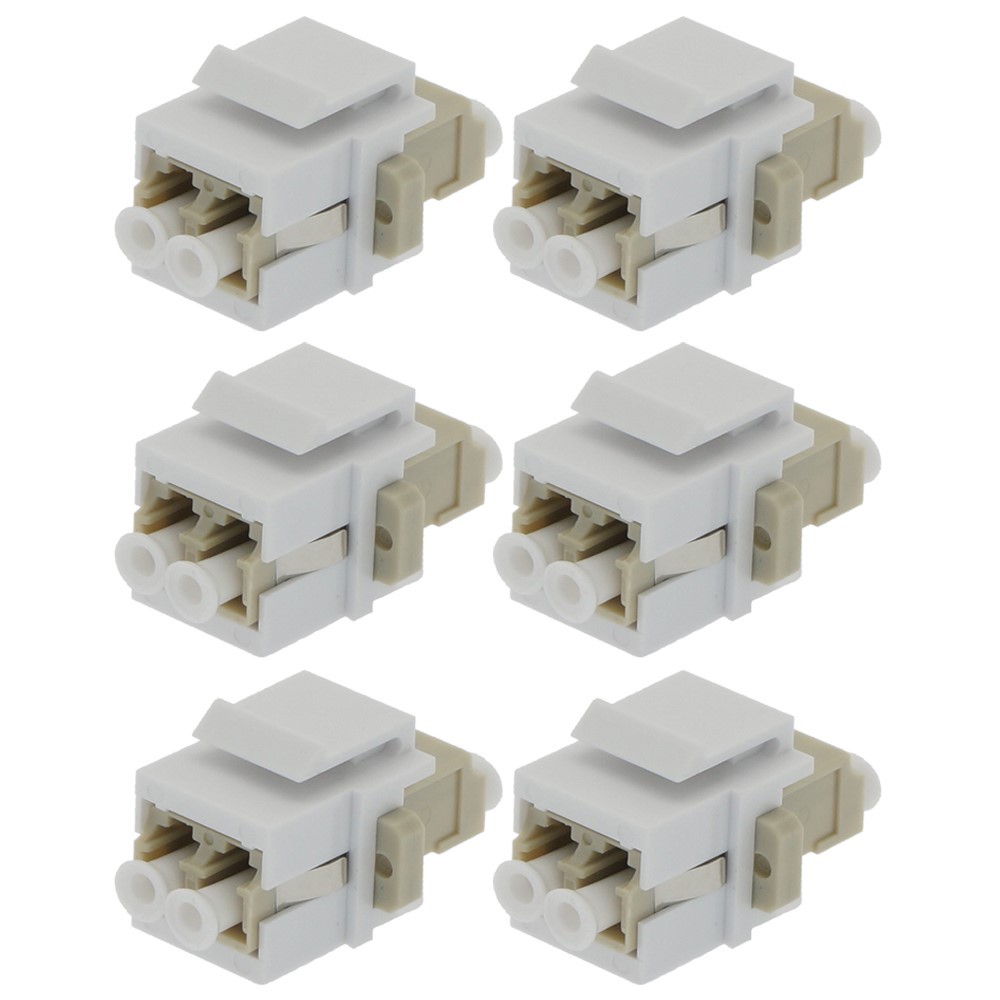 6x LC/UPC Duplex Multi Mode Fiber Optical Coupler w/ Keystone Jack Snap-in Ivory