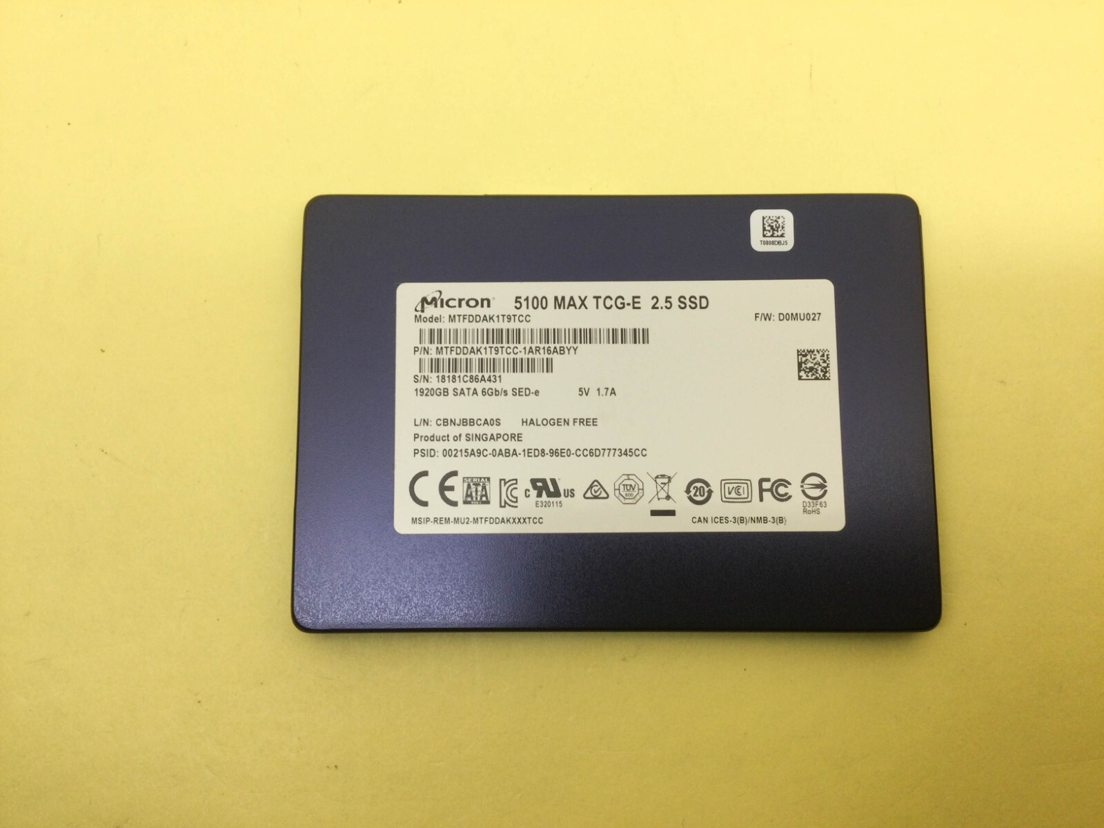 Micron 5100 MAX Series 1.92TB SATA 6Gb/s 2.5" Internal SSD MTFDDAK1T9TCC