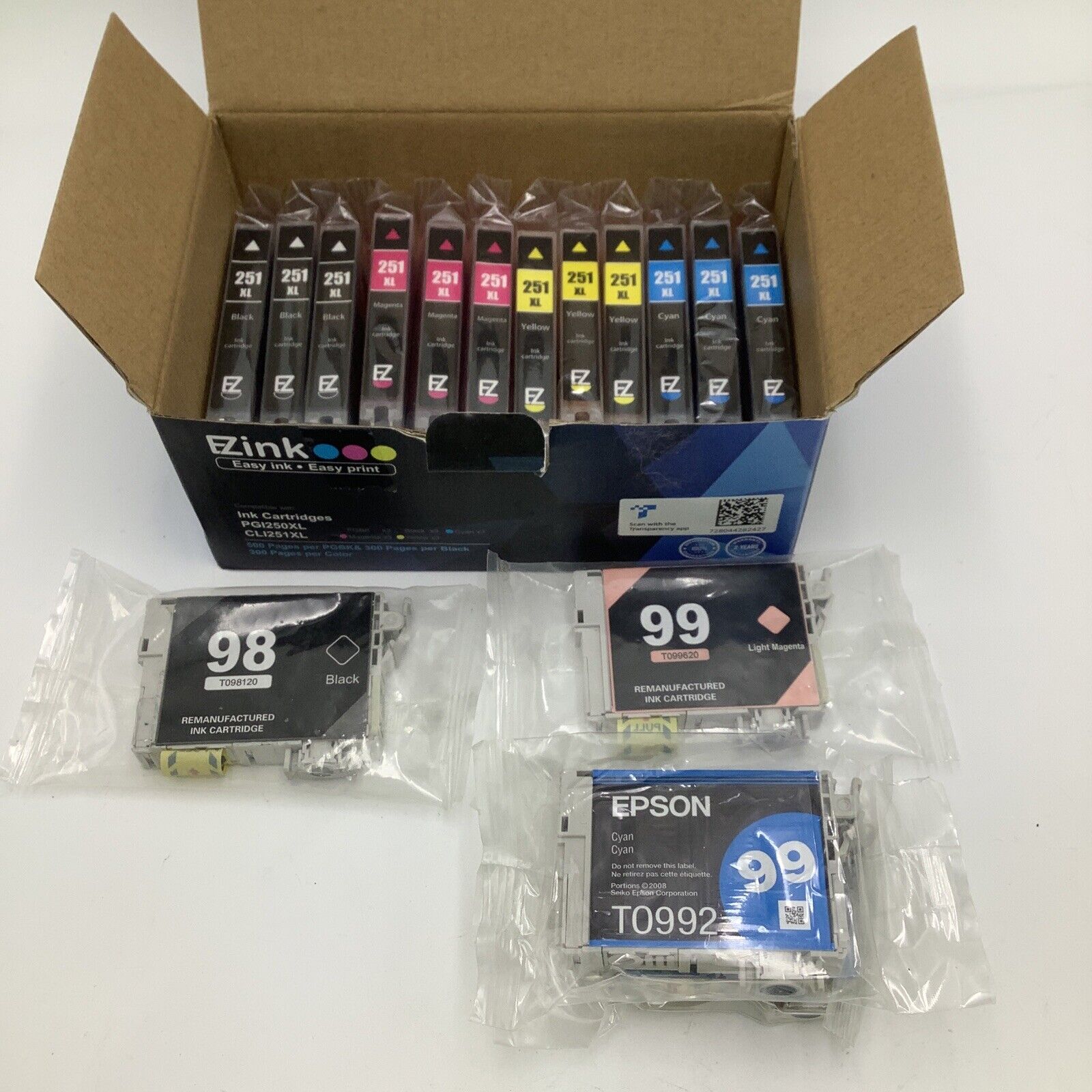 Lot Of 16 EZink And Epson Ink Cartridges 251