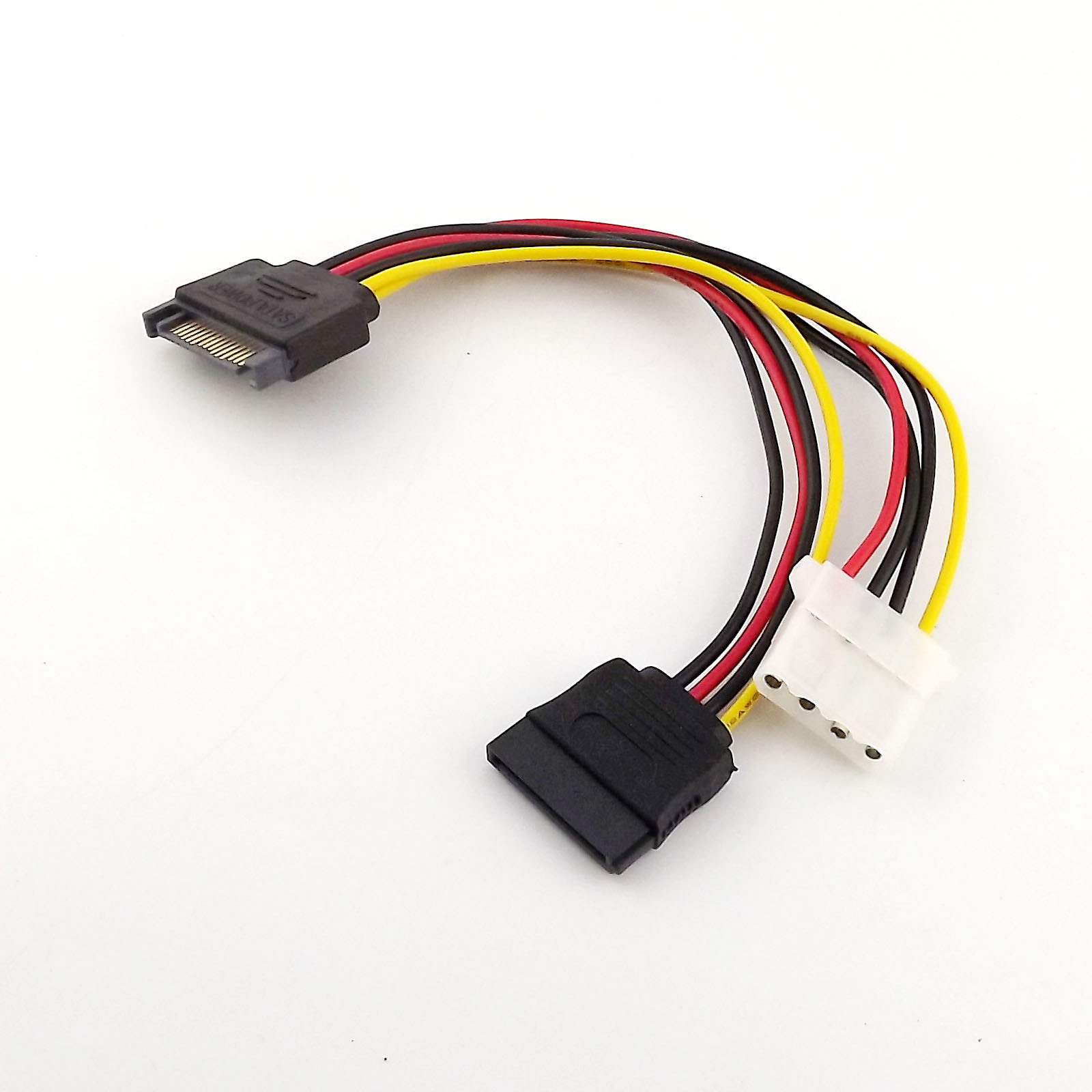10x 15 Pin SATA to 4 Pin IDE Female+15 Pin Female Y Splitter Power Adapter Cable