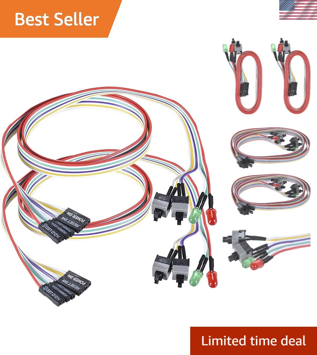 Upgrade Your Desktop: 27-Inch 2-Pin Power Cable with LED Lights – 2-Pack