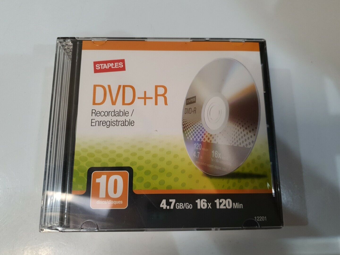 Staples DVD+R Recordable / Enregistrable - 10-Pack 4.7GB   16 x 120 Min - NEW